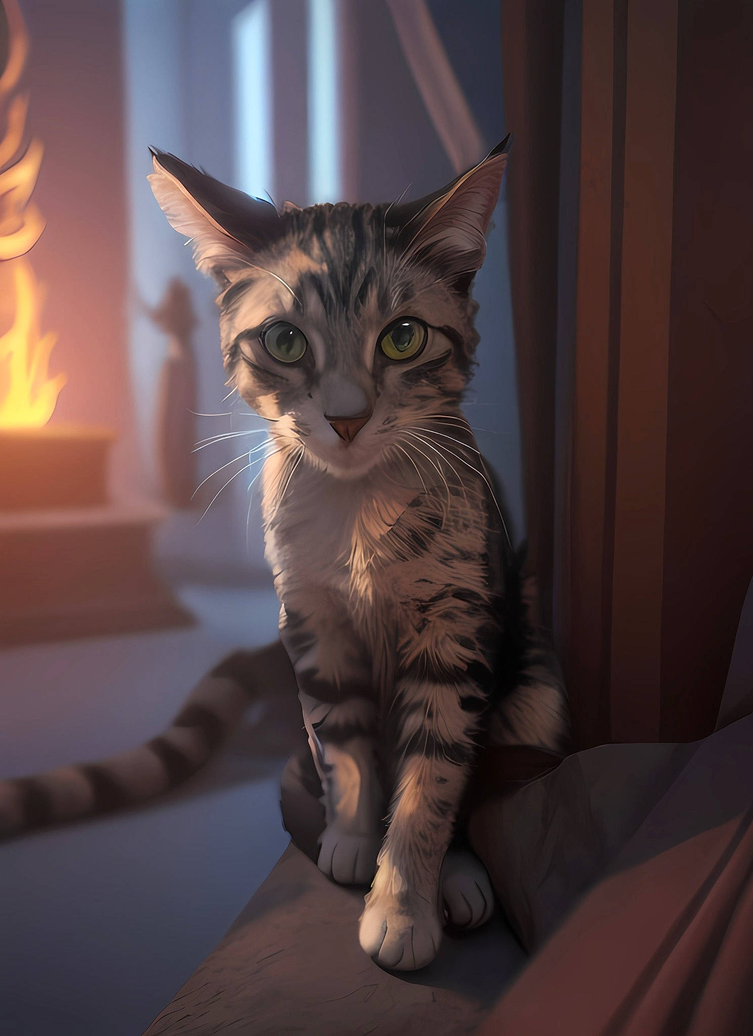 Narla joined the competition — help win amazing prizes! carnivore, cat, claw, comfort, darkness, domestic_short_haired_cat, door, eye, felidae, fur, grey, paw, sitting, small_to_medium_sized_cats, snout, tail, terrestrial_animal, whiskers, wildlife, window