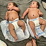 baby, infant, diaper, plastic_bag, blanket, feet, furniture, floor, person, skin, lying_down, indoor, carpet, head, face, newborn, cute, child, two_people, resting