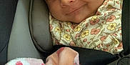 Ayla joined the competition — help win amazing prizes! baby, baby_girl, blanket, car_seat, child, clothing, comfort, cute, face, floral, happy, headband, indoors, infant, pink, portrait, seatbelt, smile, soft, young