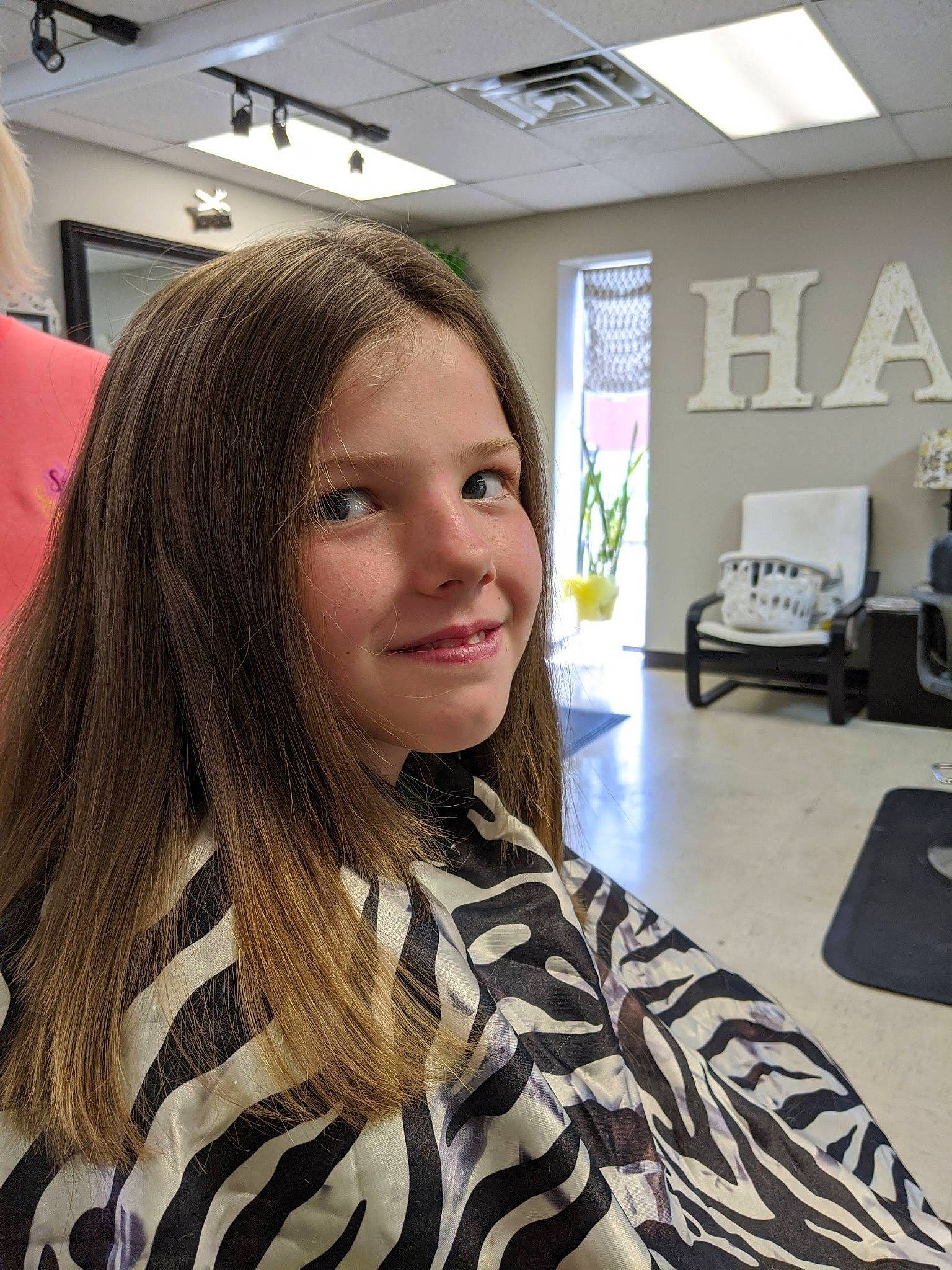 Ashley is registered to the contest to win money with this photo: chair, employment, event, eyelash, eyewear, fashion_design, feathered_hair, flooring, fun, fur, hair_coloring, job, joy, layered_hair, long_hair, pattern, person, room, smile, street_fashion