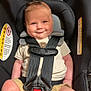 Easton joined the competition — help win amazing prizes! baby, car_seat, child, smile, seat_belt, infant, clothing, diaper, safety, cute, person, portrait, happy, indoor, seat, straps, head_support, small_child, young, secure