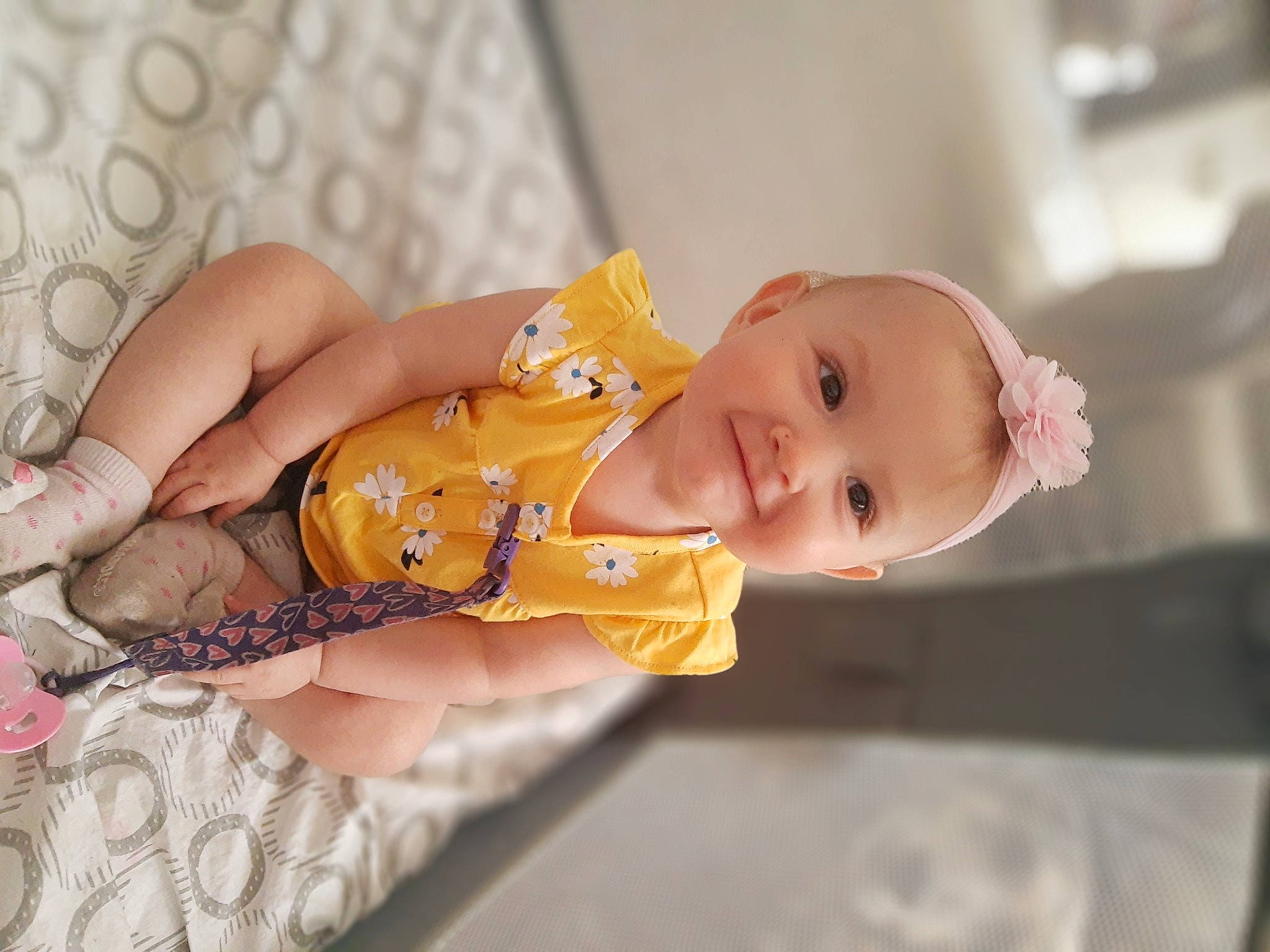 Karma is registered to the contest to win money with this photo: baby, child, ear, hair_accessory, headband, joy, person, skin, toddler, yellow
