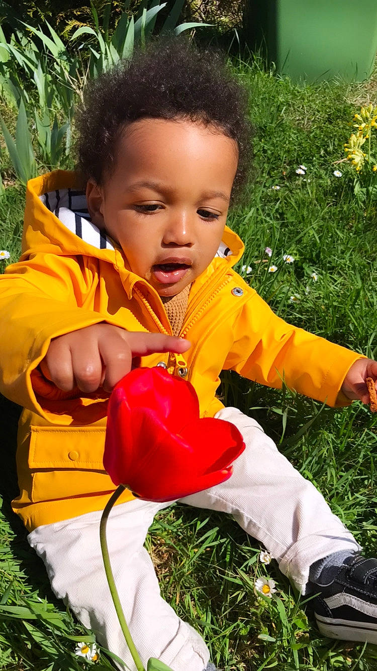 Roman a rejoint le concours — aidez-le/la à gagner de superbes lots ! eye, face, facial_expression, finger, fun, grass, hair, hairstyle, happy, head, leaf, leg, leisure, nature, nose, people_in_nature, person, petal, plant, pollinator