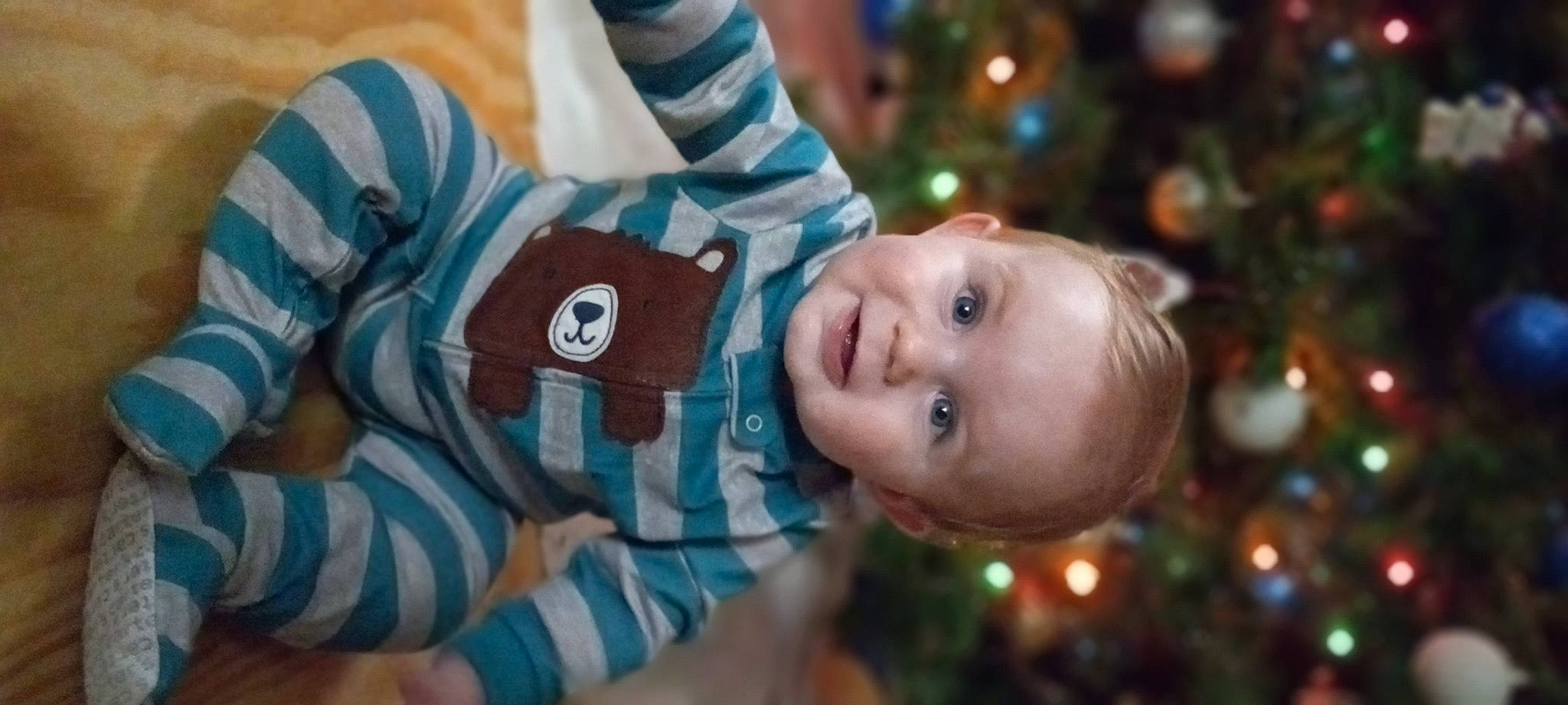 Brice joined the competition — help win amazing prizes! arm, baby, baby_toddler_clothing, cheek, child, eye, face, facial_expression, hand, happy, head, human, human_body, mammal, nose, person, skin, smile, toddler, tree