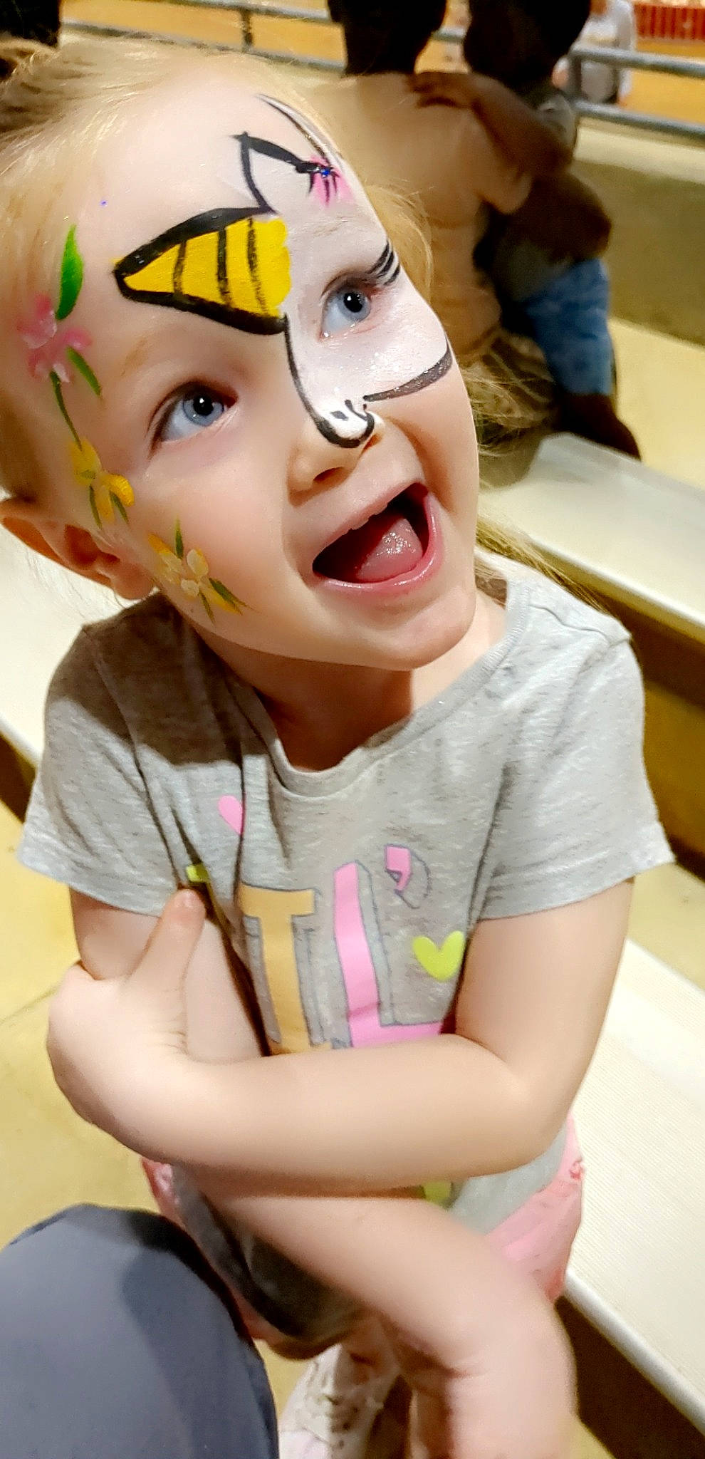 Makaila is registered to the contest to win money with this photo: cap, cheek, child, ear, event, eyelash, eyewear, facial_expression, fun, happy, jaw, mouth, nose, person, pink, sleeve, smile, sports_gear, t_shirt, toddler