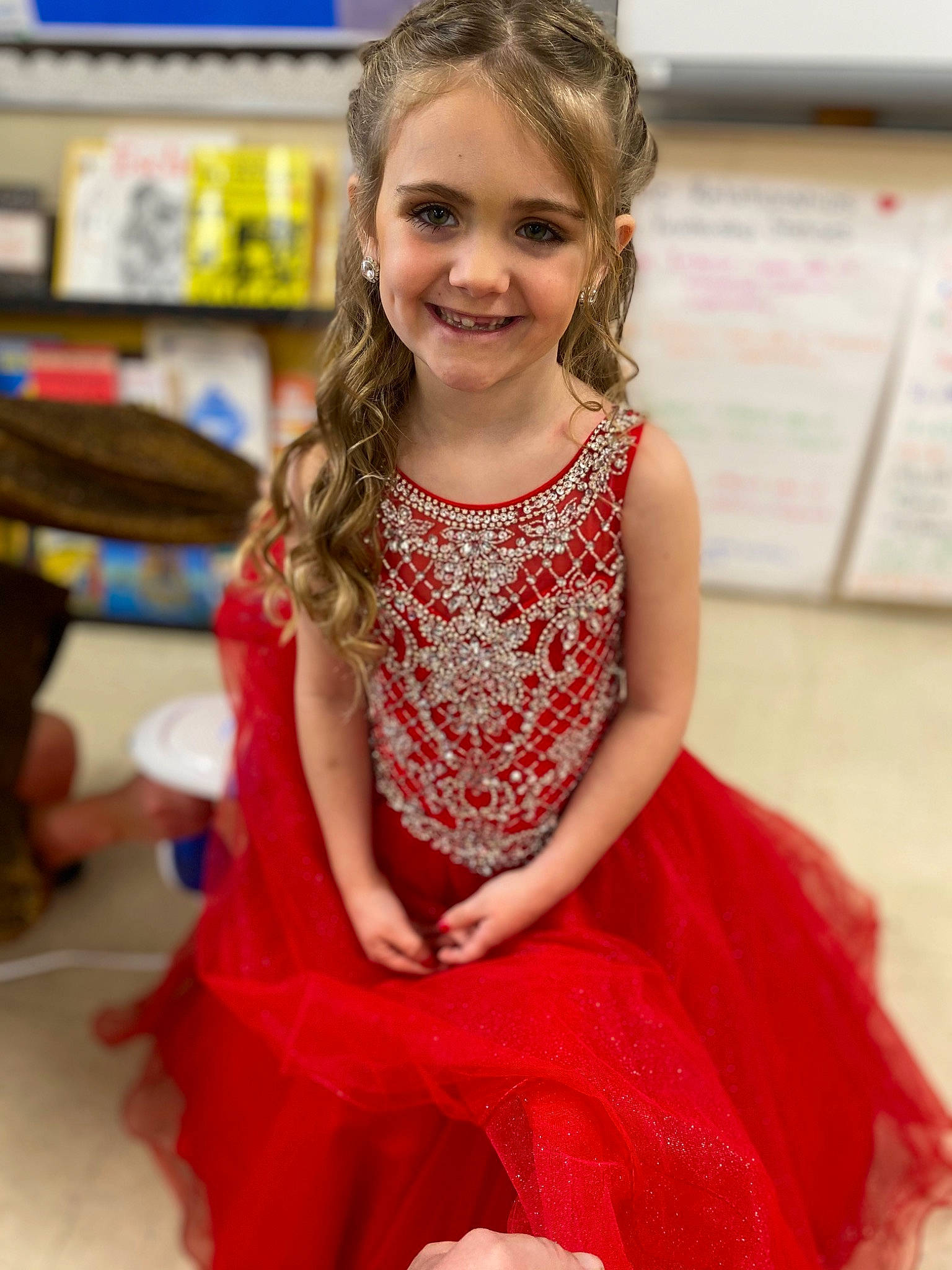 Adalynn joined the competition — help win amazing prizes! baby_toddler_clothing, blond, child, day_dress, dress, embellishment, event, face, fashion_design, flooring, formal_wear, fun, hair, hairstyle, happy, joy, one_piece_garment, person, skin, sleeve