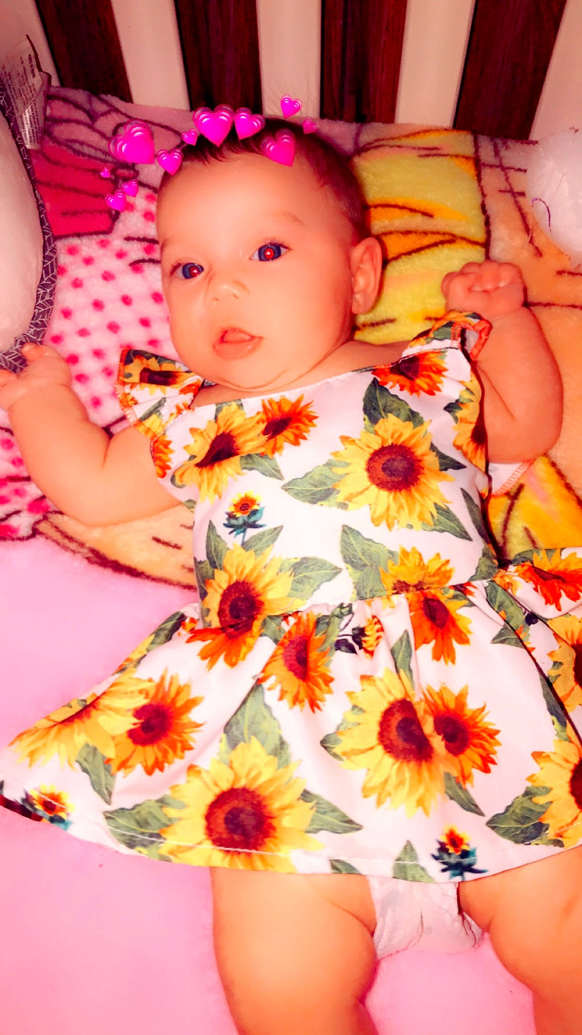 Haizlynn is registered to the contest to win money with this photo: baby, baby_toddler_clothing, beauty, child, comfort, facial_expression, flower, flower_arranging, happy, linens, orange, organ, pattern, person, petal, pink, plant, skin, textile, toddler