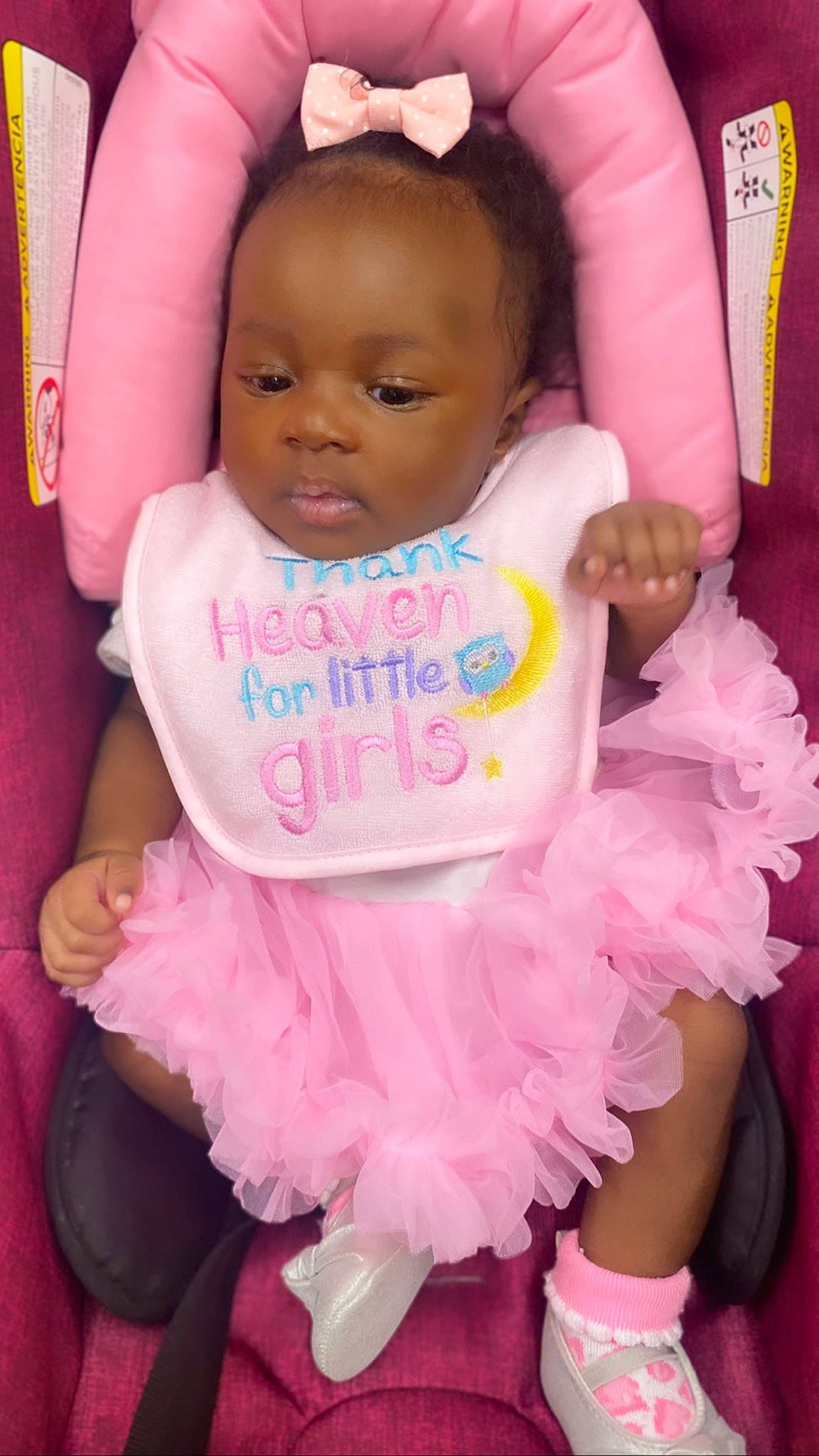 Tiahna Elisè is registered to the contest to win money with this photo: baby, baby_products, baby_safety, baby_toddler_clothing, child, event, eyelash, facial_expression, fun, happy, infant_bed, linens, magenta, peach, person, pink, ruffle, skin, sleeve, toddler