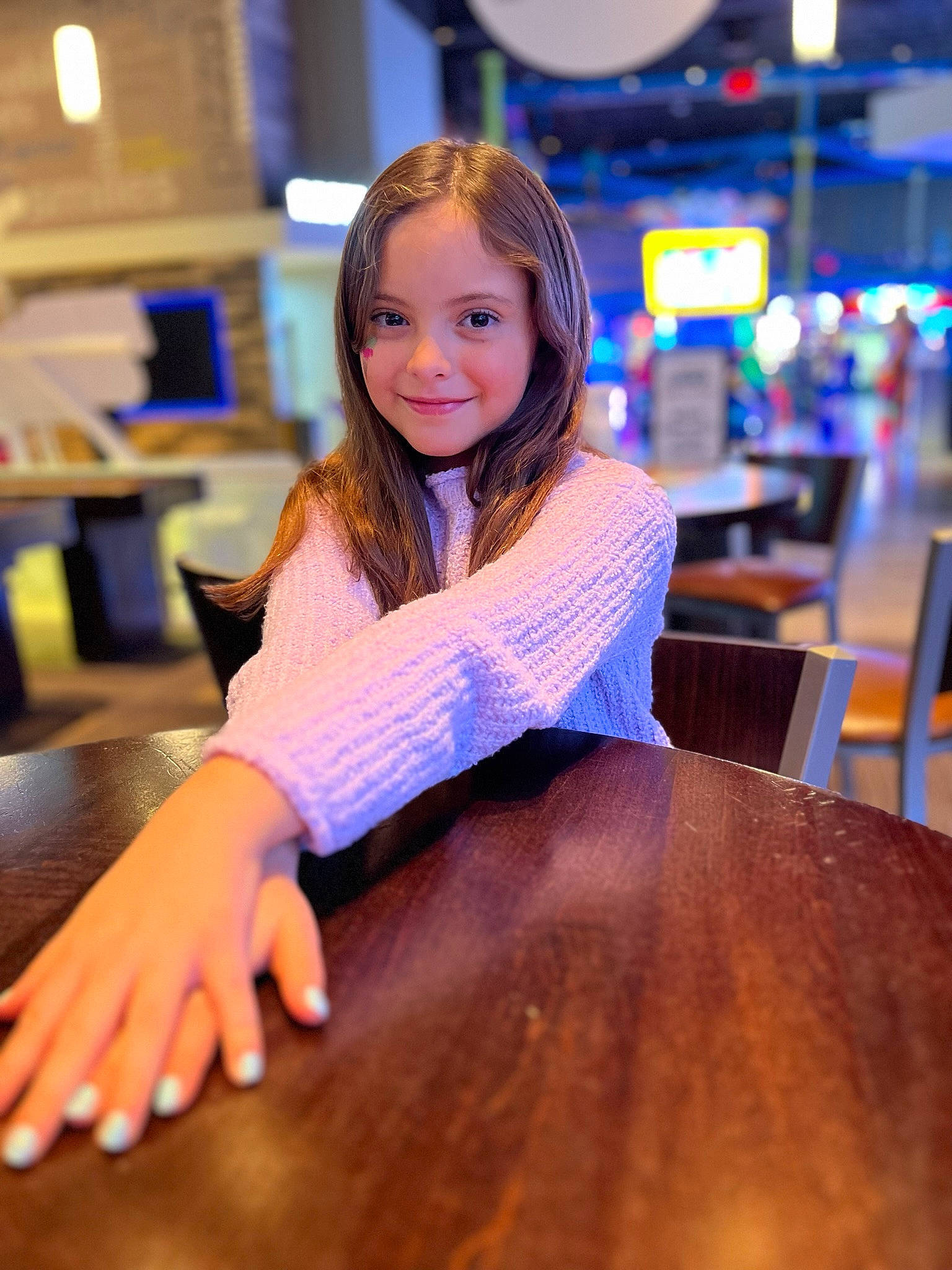 Alexa joined the competition — help win amazing prizes! brown_hair, chair, electric_blue, event, flash_photography, flooring, fun, happy, hardwood, human_leg, joy, leisure, long_hair, person, room, sitting, smile, table, thumb, varnish