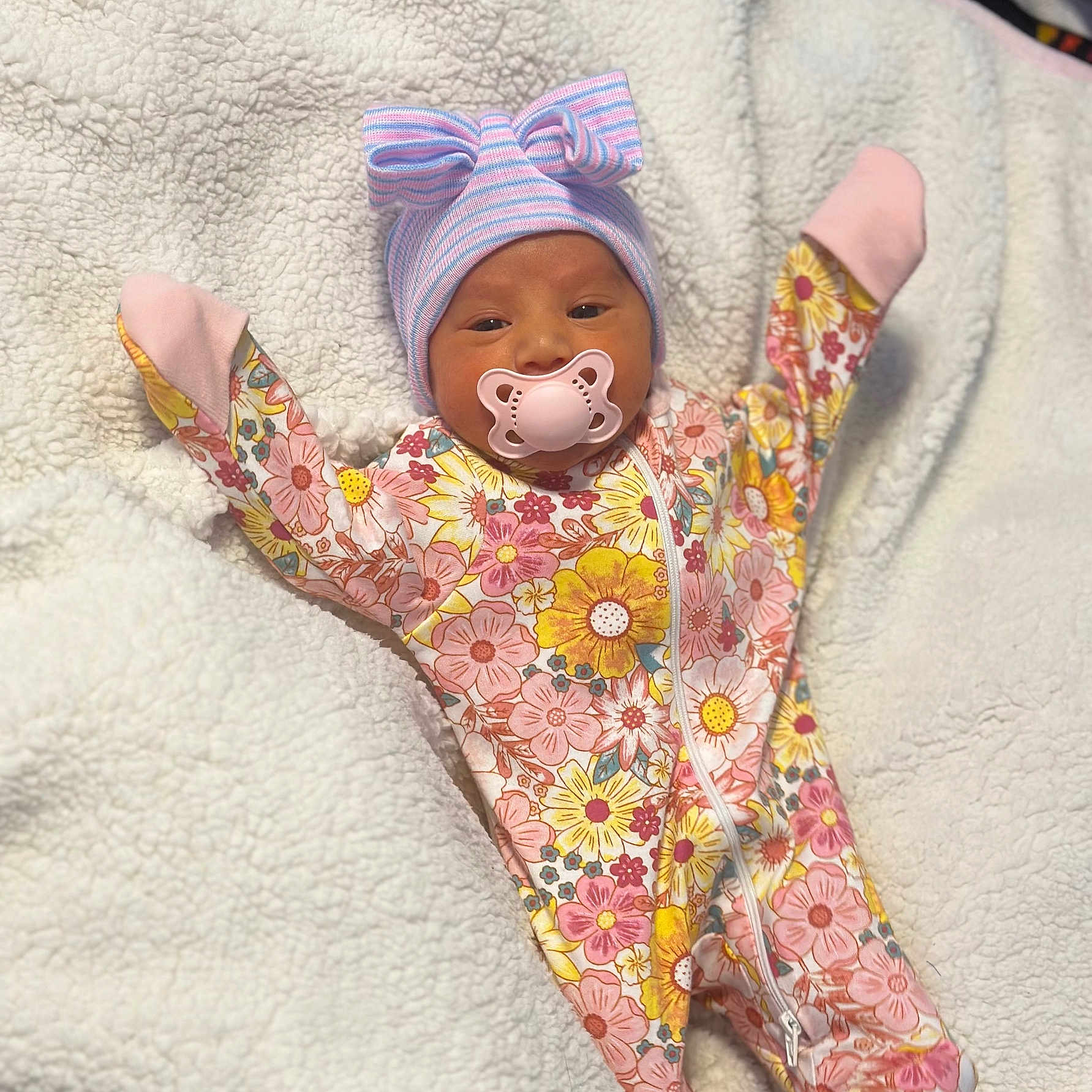 Nevaeh is registered to the contest to win money with this photo: baby, bed, blanket, bonnet, cap, clothing, coat, doll, face, formalwear, furniture, hat, head, jacket, newborn, pajamas, pants, person, photography, portrait