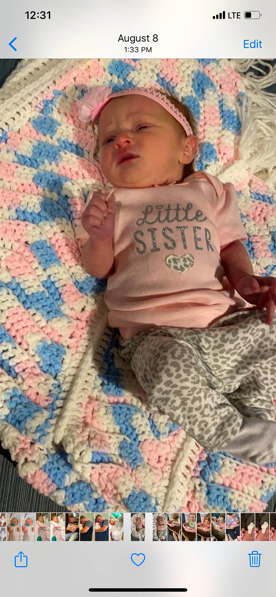 Ella is registered to the contest to win money with this photo: art, baby, bedtime, blanket, cheek, child, craft, crochet, design, headwear, knitting, linens, nap, nap_mat, pattern, person, sleep, textile, toddler, wool