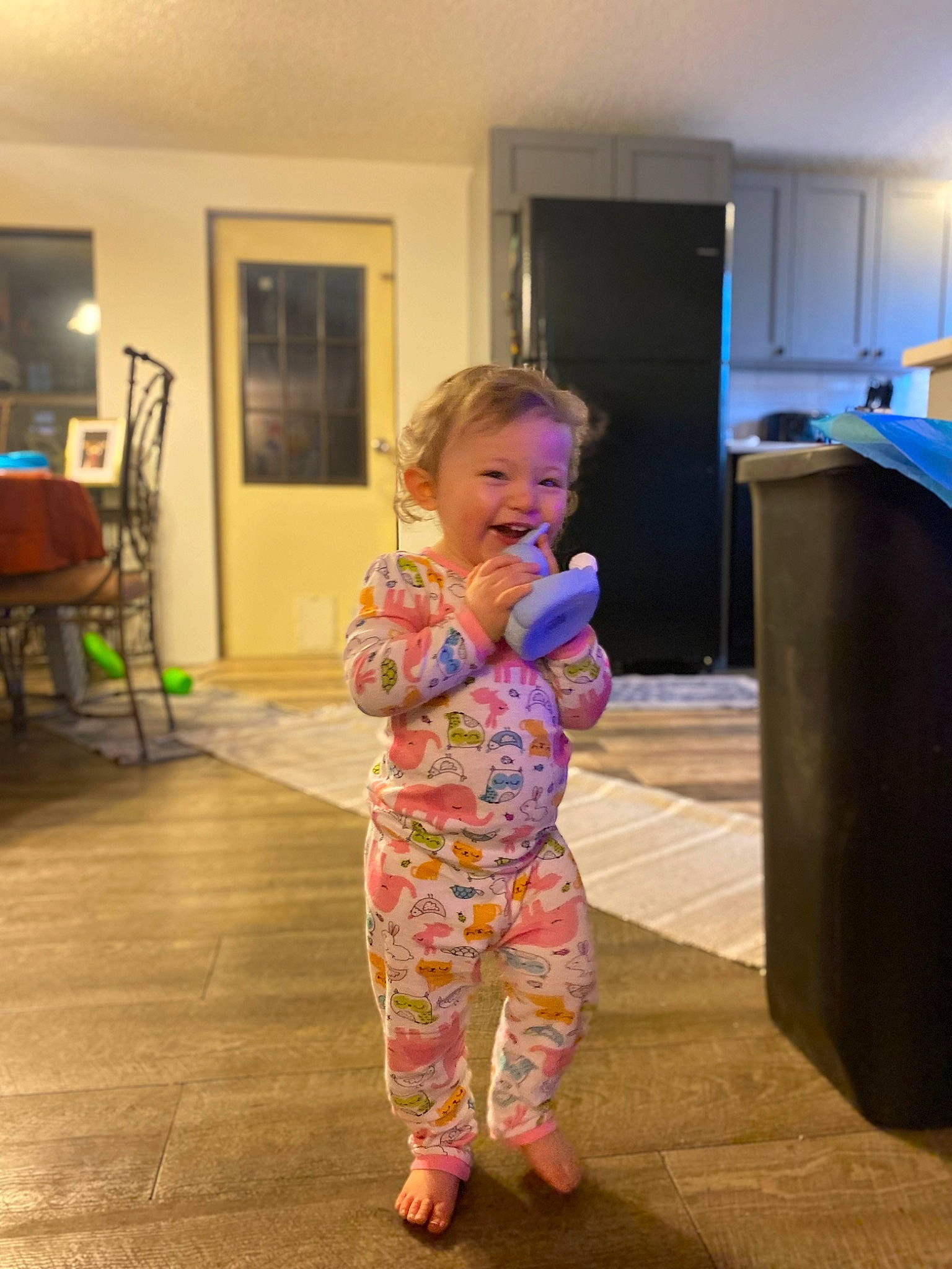 Luna joined the competition — help win amazing prizes! baby, baby_toddler_clothing, child, door, event, floor, flooring, fun, happy, hardwood, leisure, magenta, person, picture_frame, play, room, smile, toddler, waste_container, waste_containment