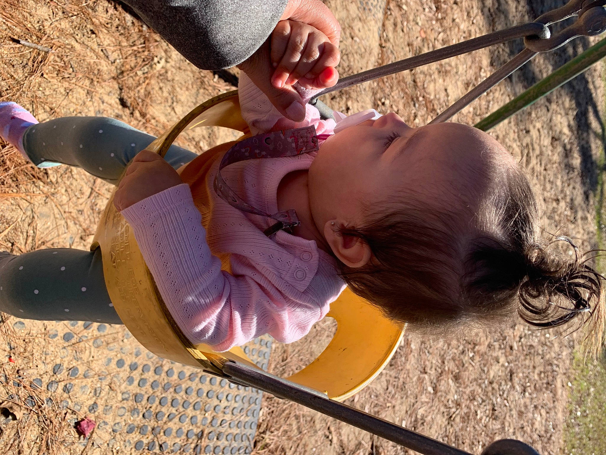 Amari joined the competition — help win amazing prizes! baby, child, city, elbow, fun, grass, happy, landscape, leisure, outdoor_play_equipment, people_in_nature, person, plant, play, playground, recreation, smile, soil, swing, toddler