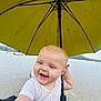 baby, child, umbrella, yellow, lake, water, boats, outdoor, nature, hill, sky, cloudy, smiling, happy, portrait, person, summer, vacation, cute, scenic