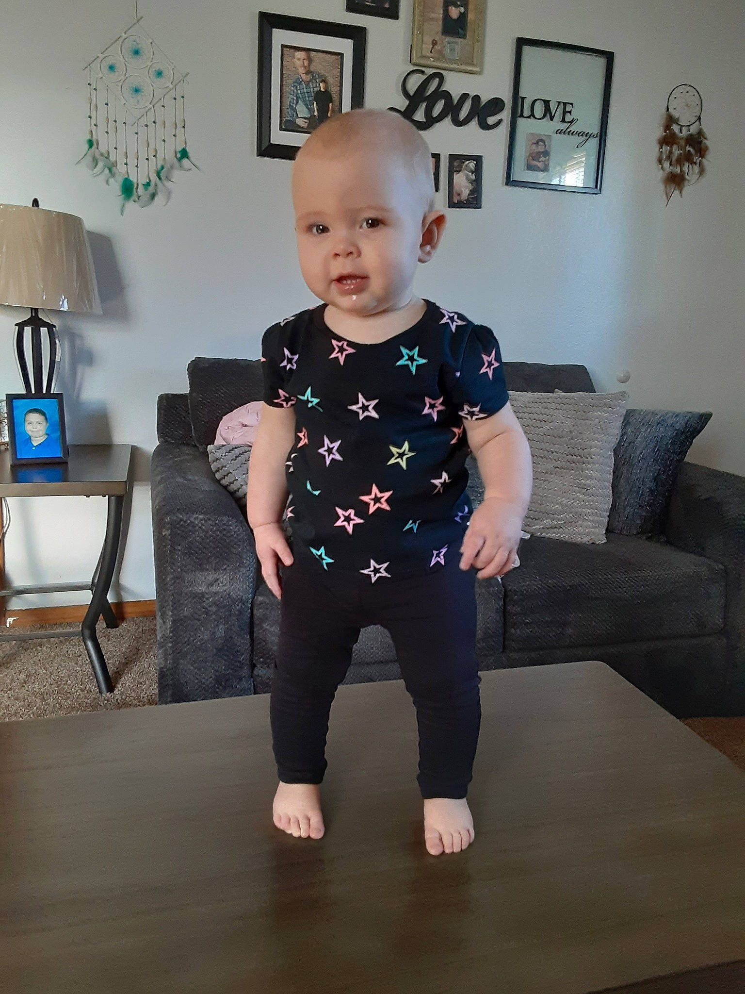 Lexie joined the competition — help win amazing prizes! arm, baby, child, design, flooring, head, joint, leg, pattern, person, shoulder, sitting, sleeve, standing, t_shirt, toddler