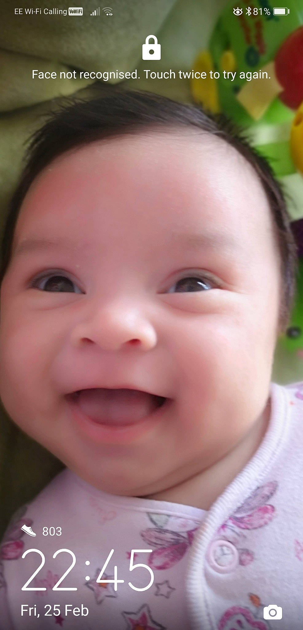 Dalena is registered to the contest to win money with this photo: baby, cheek, child, chin, close_up, ear, eyebrow, eyelash, facial_expression, forehead, fun, happy, iris, joy, lip, mouth, nose, person, pink, skin