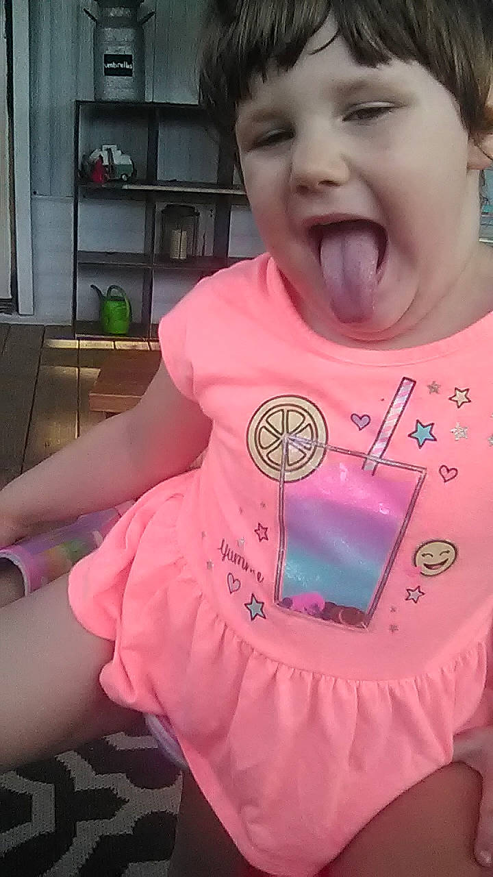 Amilia joined the competition — help win amazing prizes! child, mouth, person, pink, toddler, tongue, tooth