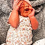 Sophia joined the competition — help win amazing prizes! baby, infant, smiling, hands, headband, bow, onesie, floral_pattern, blanket, cozy, soft_texture, cute, happy, lying_down, skin, fingers, newborn, child, portrait, indoors