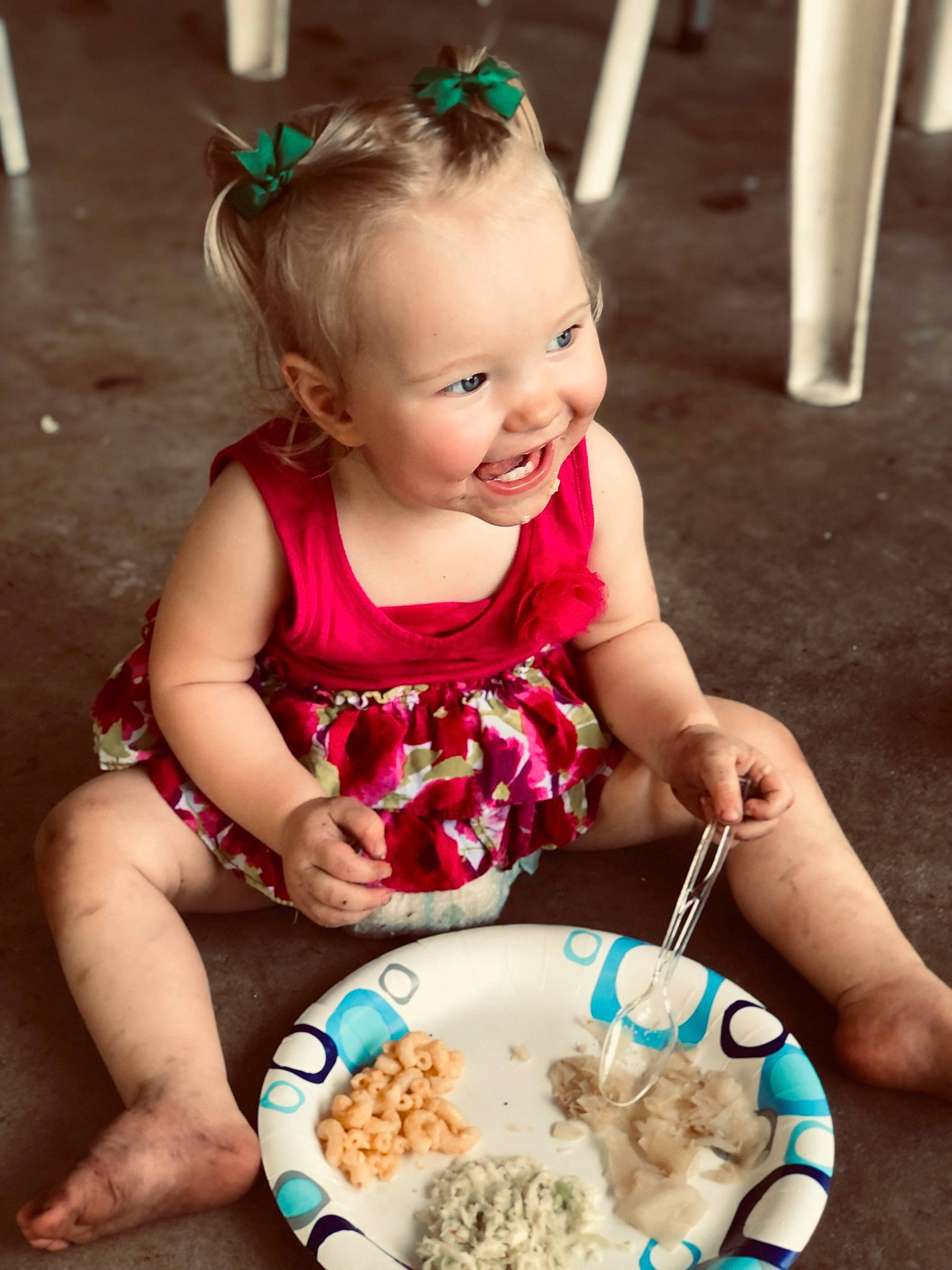 Ava Grace joined the competition — help win amazing prizes! baby_toddler_clothing, blue, bowl, child, comfort_food, cuisine, dish, easter, event, food, fun, happy, ingredient, magenta, people, person, play, smile, summer, sweetness