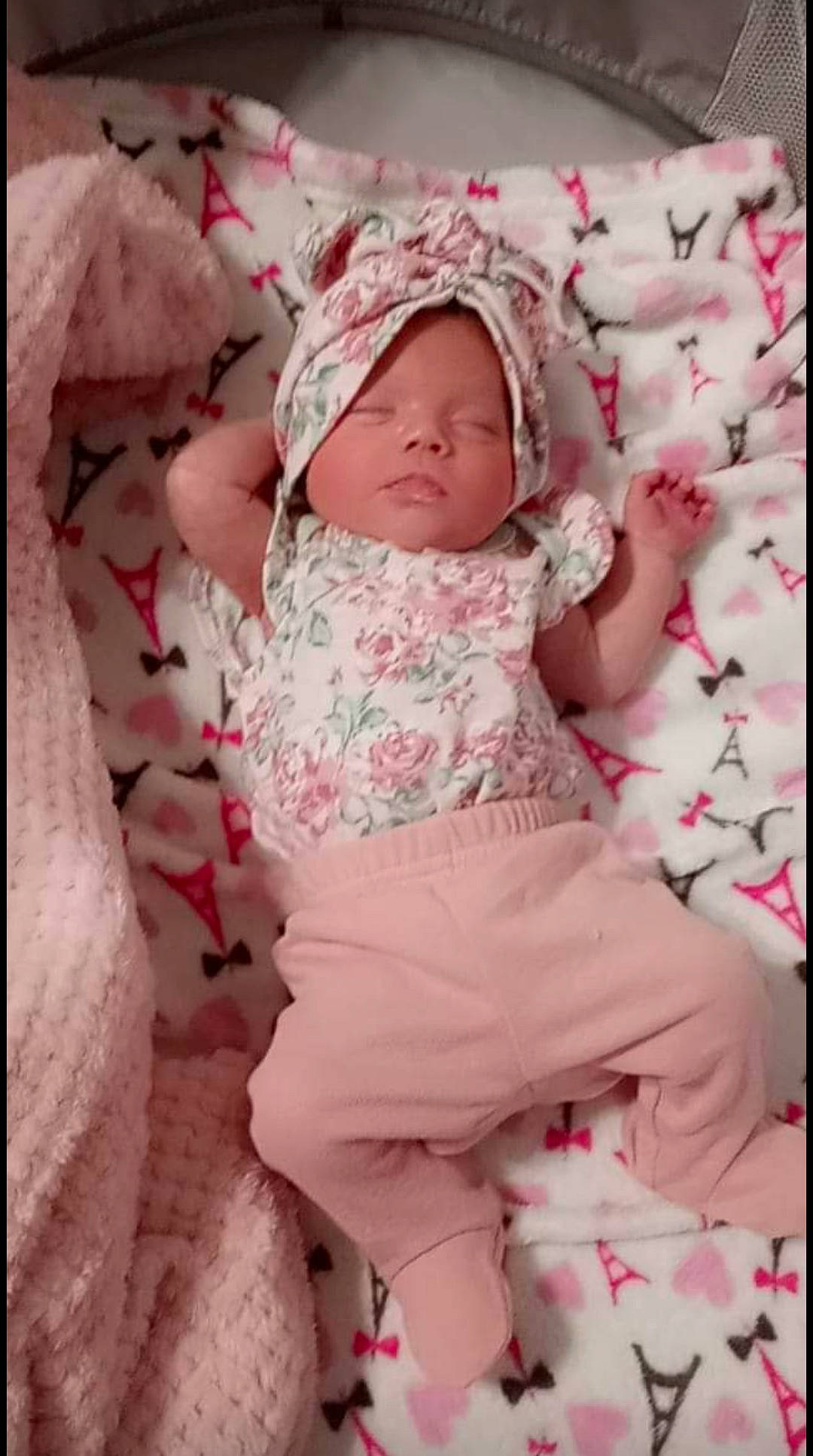 Aaleah joined the competition — help win amazing prizes! baby, baby_products, baby_safety, baby_sleeping, baby_toddler_clothing, child, comfort, flesh, happy, linens, magenta, pattern, peach, person, pink, portrait_photography, sitting, sleeve, textile, toddler