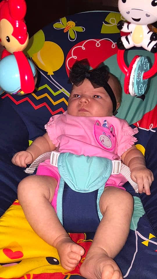 Braylee joined the competition — help win amazing prizes! baby, baby_products, child, fun, person, pink, play, product, stuffed_toy, thigh, toddler