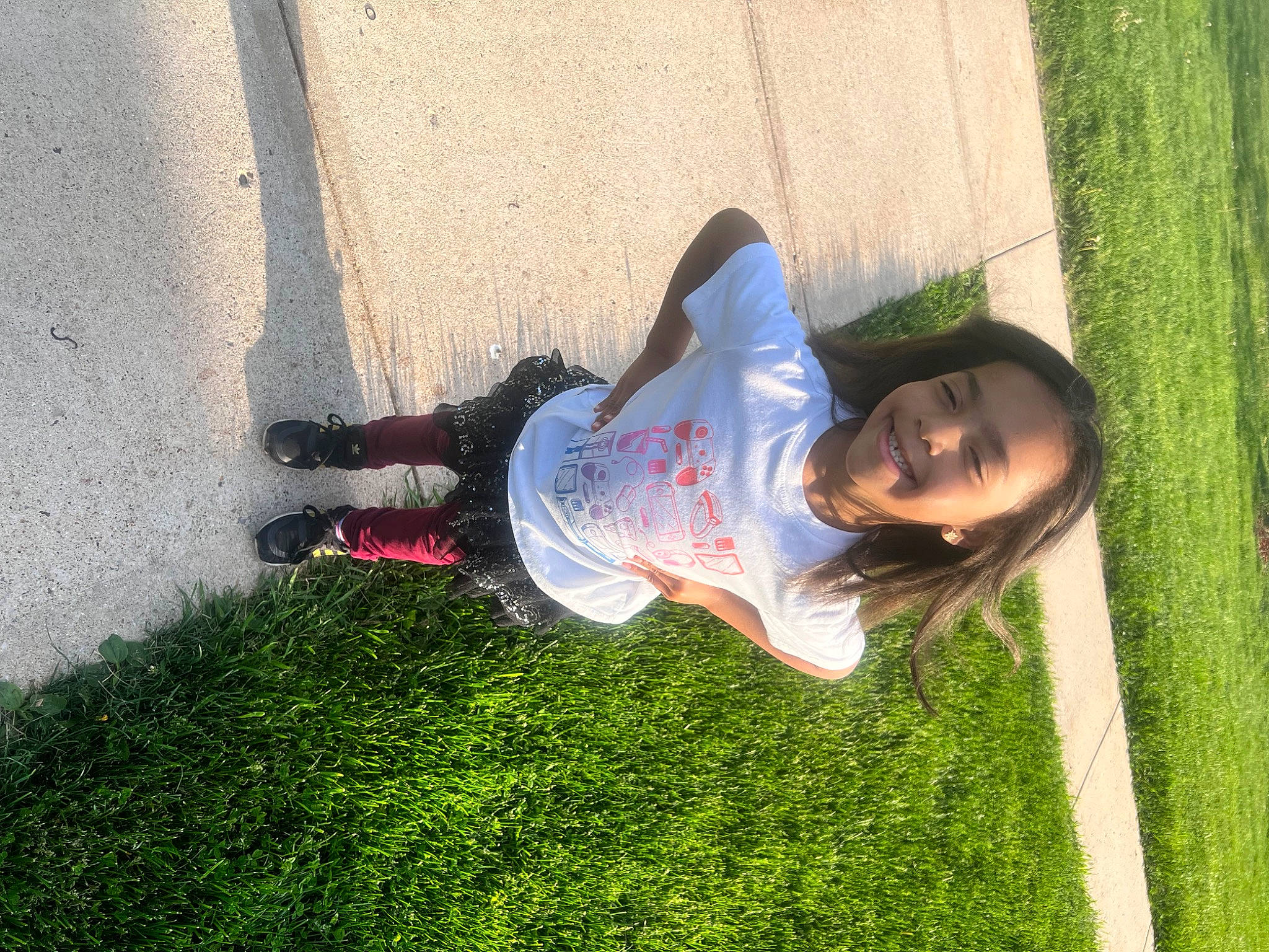 Aleah joined the competition — help win amazing prizes! asphalt, child, fun, grass, happy, human_leg, joy, knee, landscape, leisure, people_in_nature, person, plant, recreation, road_surface, shadow, smile, thigh, tints_and_shades, walking_shoe