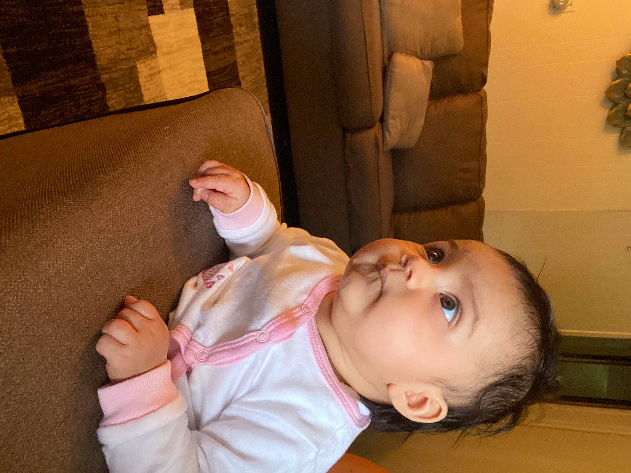 Romina is registered to the contest to win money with this photo: arm, baby, baby_toddler_clothing, cheek, child, comfort, ear, eyebrow, eyelash, finger, gesture, hand, happy, houseplant, neck, nose, person, skin, sleeve, thumb