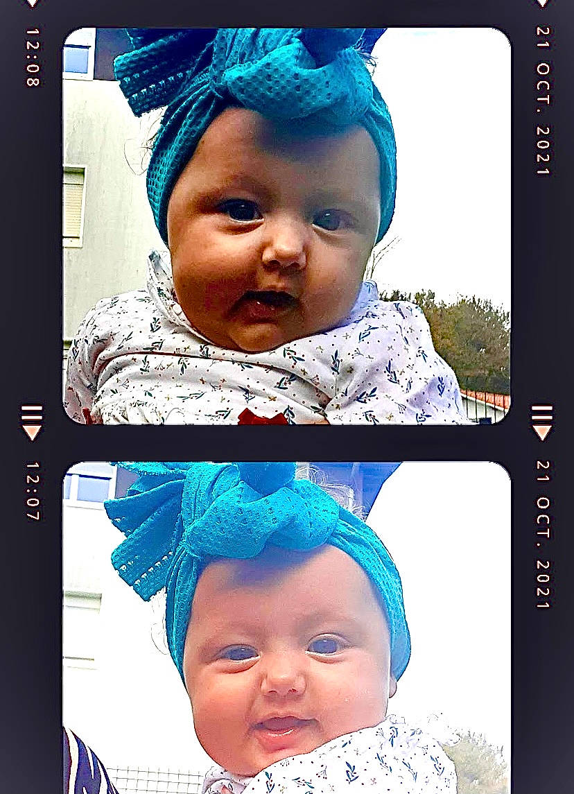 Luciana participe au concours pour gagner de l'argent avec cette photo : azure, black, blue, cheek, chin, eye, eyebrow, eyelash, face, facial_expression, happy, head, headwear, human, nose, organ, person, photograph, product, purple