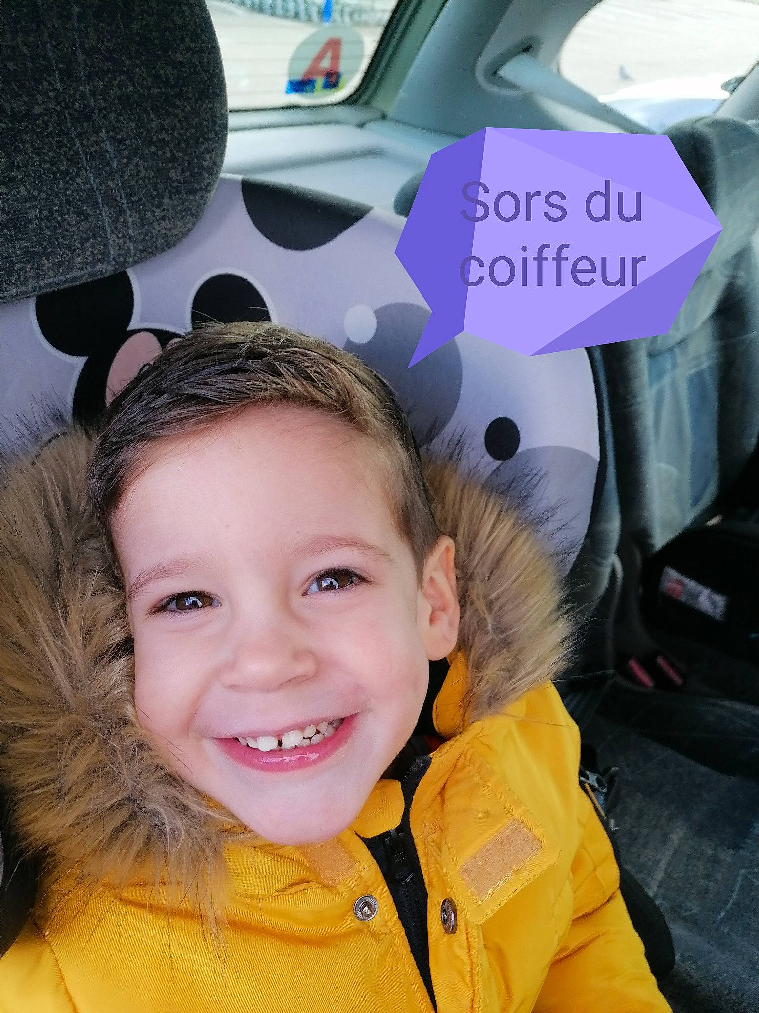 Liam participe au concours pour gagner de l'argent avec cette photo : automotive_exterior, automotive_tire, automotive_wheel_system, car, child, eyebrow, family_car, fun, happy, joy, leisure, magenta, motor_vehicle, outerwear, person, pink, product, smile, snapshot, toddler