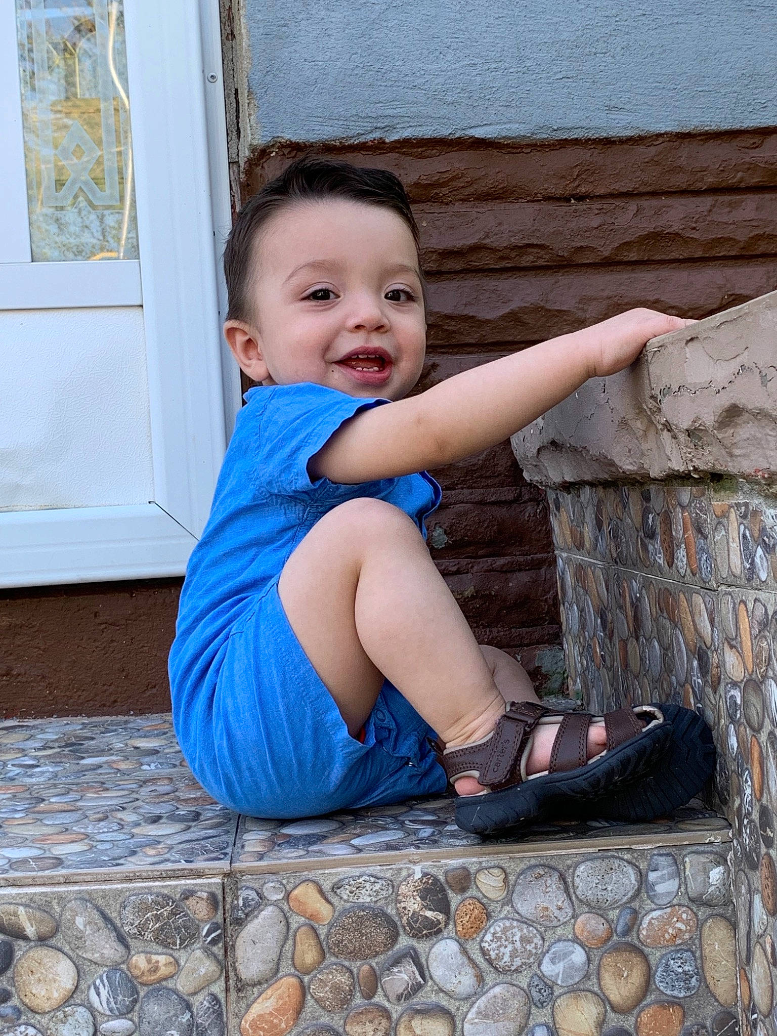 Luis joined the competition — help win amazing prizes! child, child_model, leg, person, sitting, smile, toddler