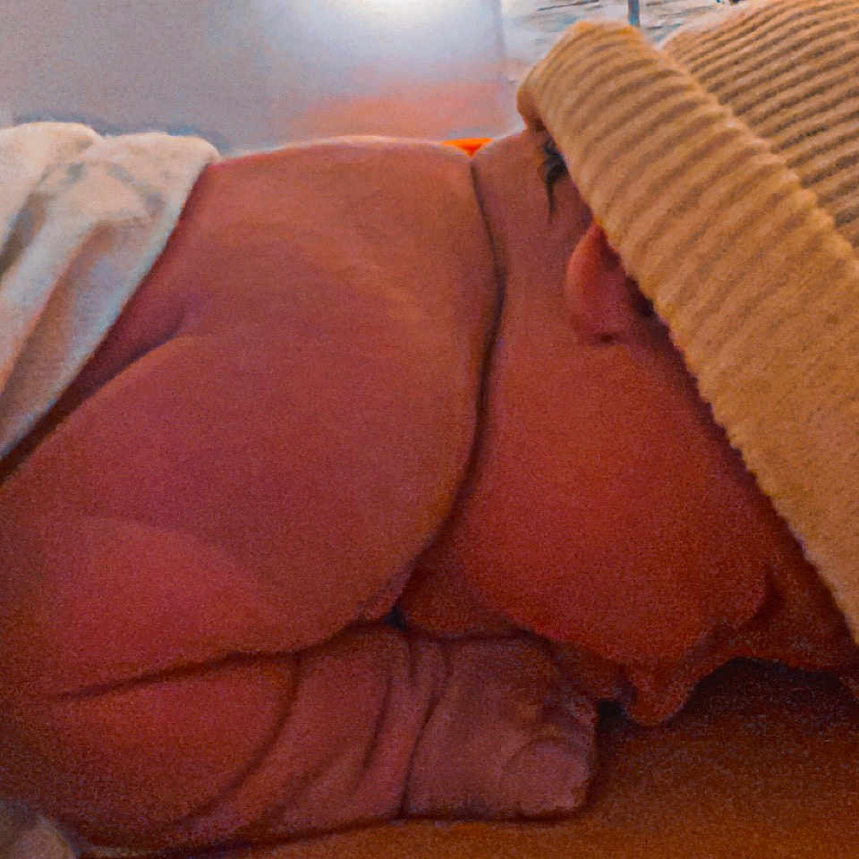 Maya participe au concours pour gagner de l'argent avec cette photo : abdomen, bedding, car_seat, carmine, chest, comfort, fashion_accessory, flesh, fur, human_leg, linens, magenta, peach, pillow, room, thigh, undergarment