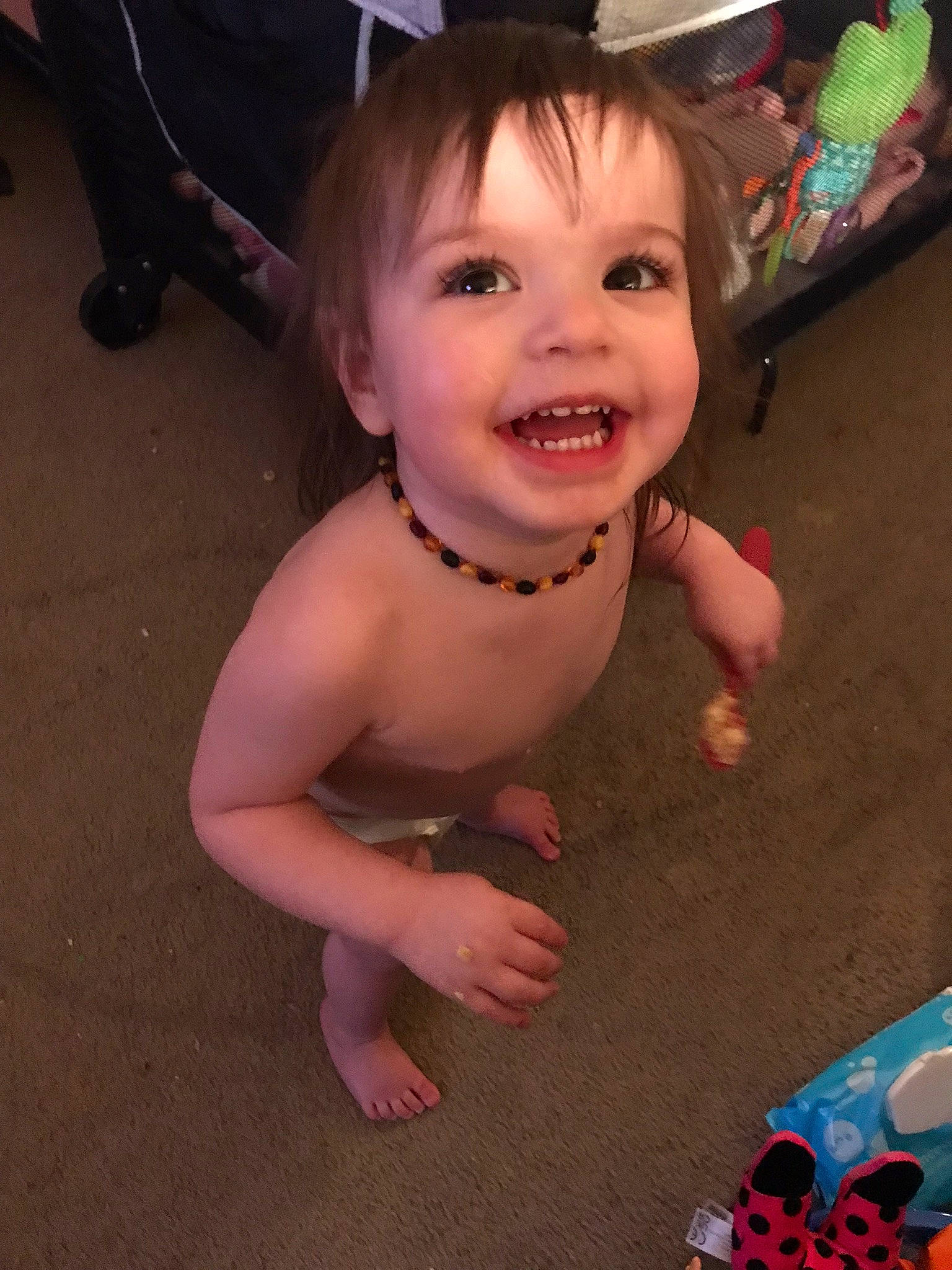 Brooklyn is registered to the contest to win money with this photo: baby, cheek, chest, child, cool, fashion_accessory, foot, fun, happy, iris, leisure, person, pink, play, sitting, skin, smile, thumb, toddler, toy