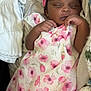 baby, newborn, infant, sleeping, dress, floral, headband, bow, blanket, bedding, hand, face, eyelashes, skin, portrait, closeup, cozy, pink, soft_texture, peaceful