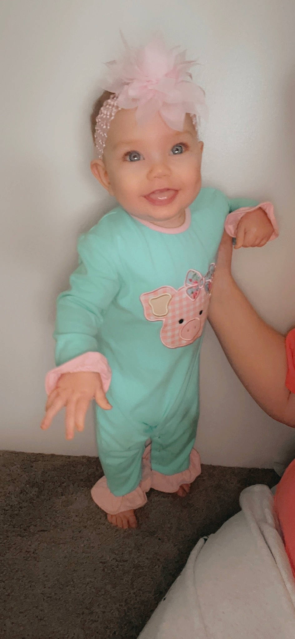 Emma joined the competition — help win amazing prizes! baby_toddler_clothing, cheek, chin, dress, eye, eyebrow, face, gesture, hair, head, headwear, human_body, iris, joint, joy, lip, neck, nose, person, skin