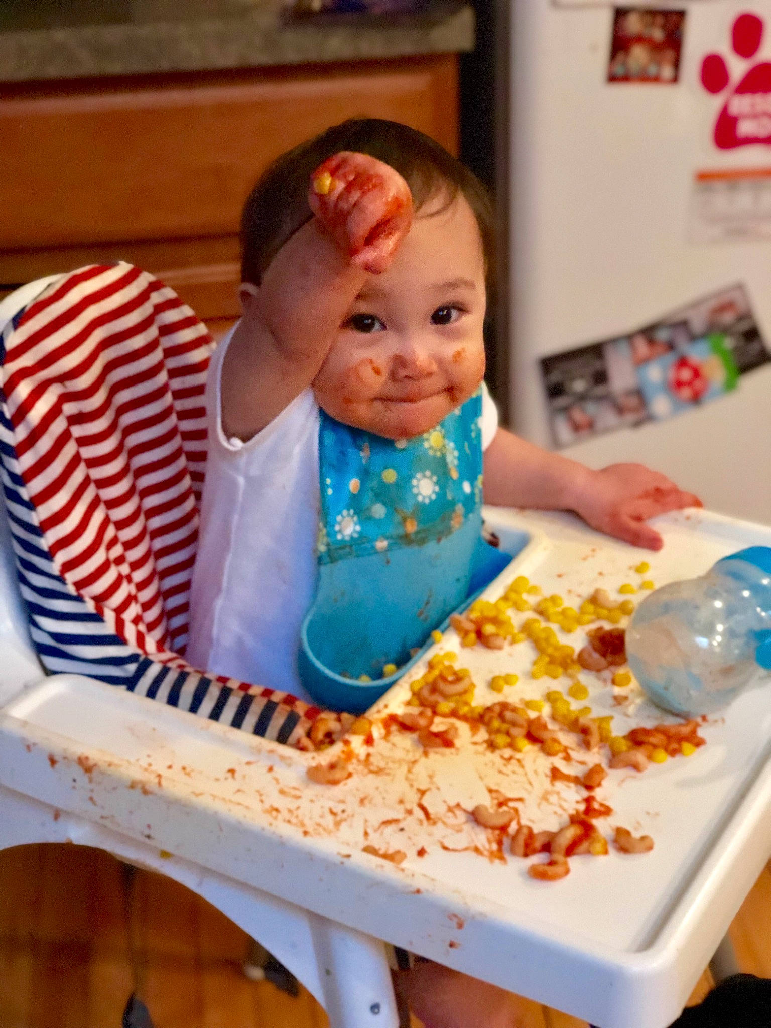 Meela is registered to the contest to win money with this photo: baby, cake, child, cuisine, eating, food, person, play, toddler