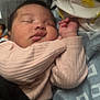 Jasmine joined the competition — help win amazing prizes! baby, sleeping, blanket, pink_clothing, infant, cozy, cute, child, soft_texture, peaceful, resting, indoors, warm, face, hand, newborn, comfort, wrapped, toddler, relaxed
