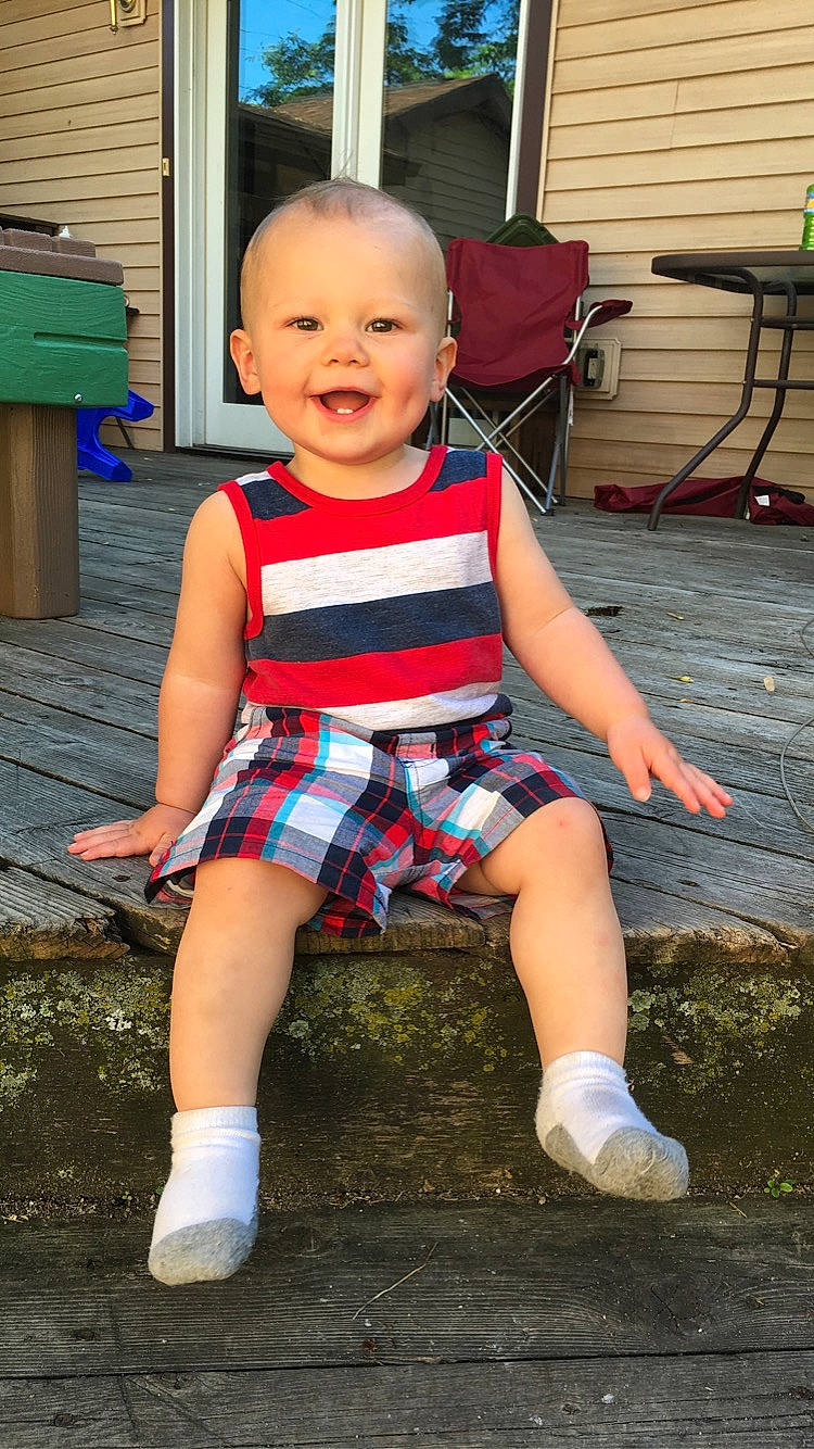 Ayden joined the competition — help win amazing prizes! baby, baby_toddler_clothing, child, design, joy, leg, pattern, person, play, shoe, sitting, smile, standing, summer, toddler