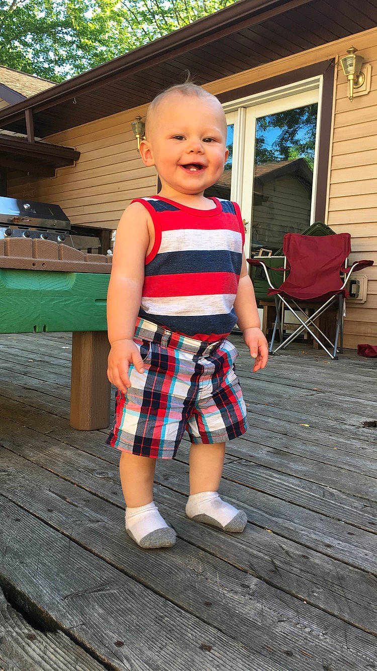 Ayden is registered to the contest to win money with this photo: child, clothing, design, joy, kilt, pattern, person, plaid, shorts, summer, tartan, textile, toddler, vacation