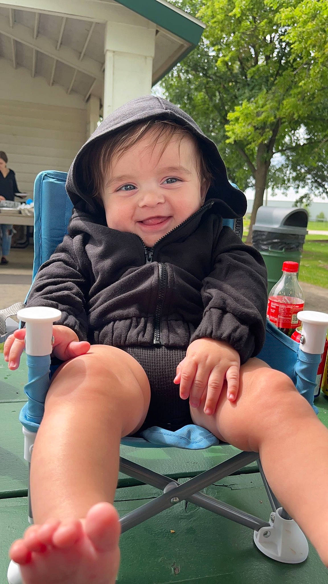 Jaxson joined the competition — help win amazing prizes! baby_toddler_clothing, barefoot, bottle, child, finger, fun, happy, human_leg, joy, knee, lap, leisure, person, recreation, sitting, skin, smile, thigh, thumb, toddler
