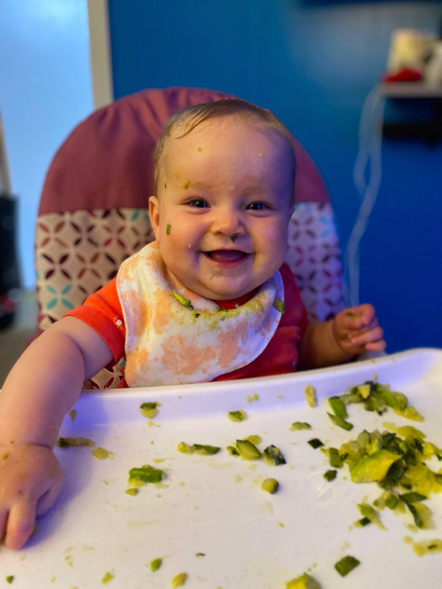 Avayah joined the competition — help win amazing prizes! baby, baby_toddler_clothing, chair, cheek, child, comfort_food, dish, dishware, eating, finger, fun, happy, joy, person, petal, recipe, sitting, skin, smile, sweetness