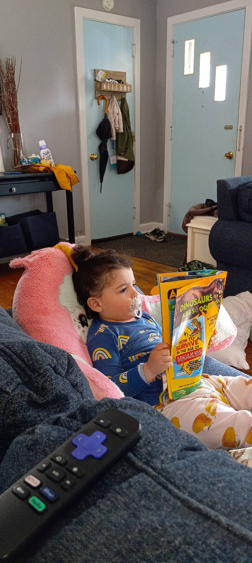 Courtney joined the competition — help win amazing prizes! baby, chair, child, comfort, couch, event, fun, holiday, lap, leisure, living_room, person, play, room, sharing, sitting, toddler