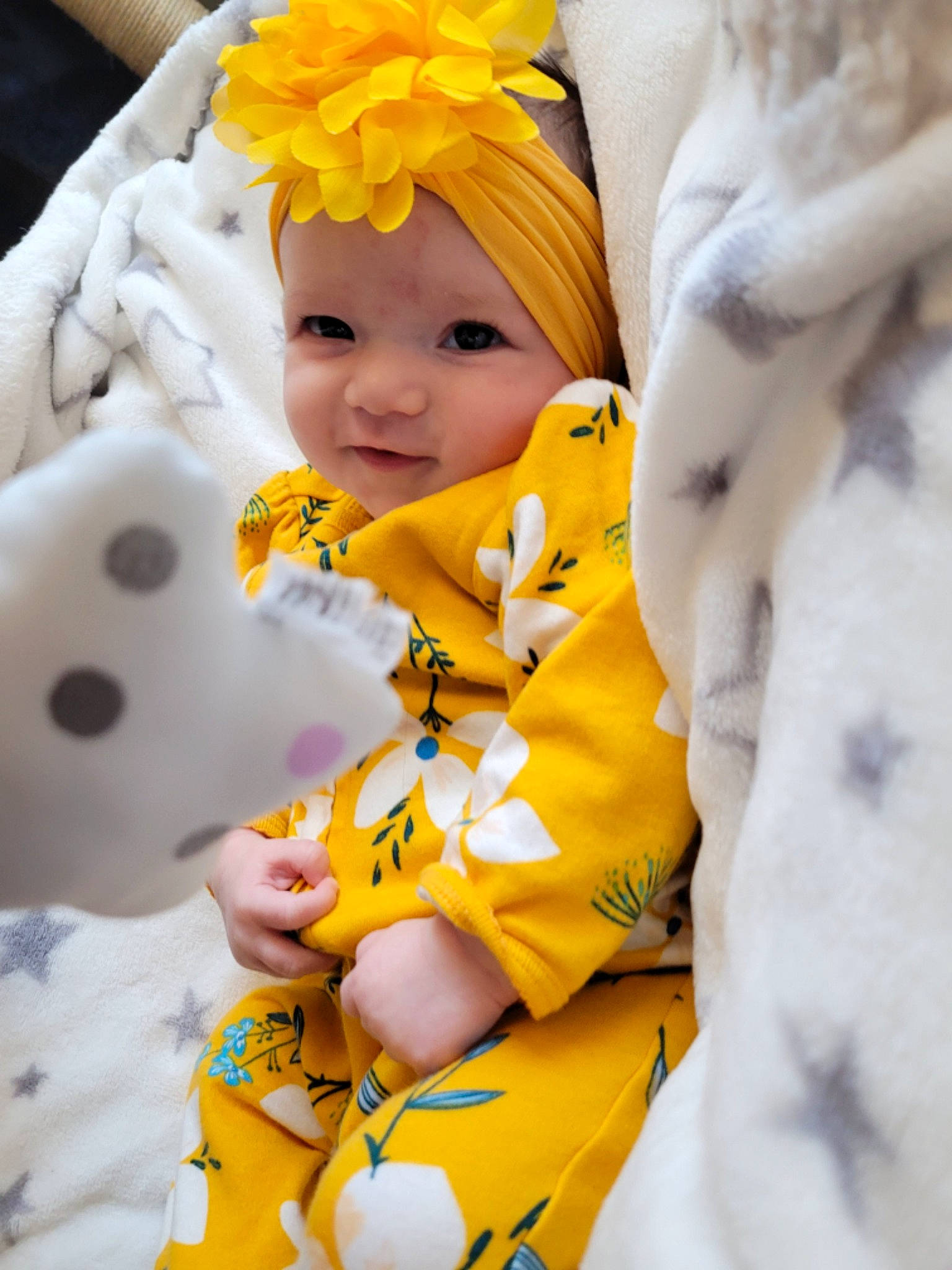 Cadence joined the competition — help win amazing prizes! baby, baby_sleeping, baby_toddler_clothing, child, comfort, event, flower, fur, happy, headwear, linens, mammal, pattern, person, petal, smile, teddy_bear, textile, toddler, toy
