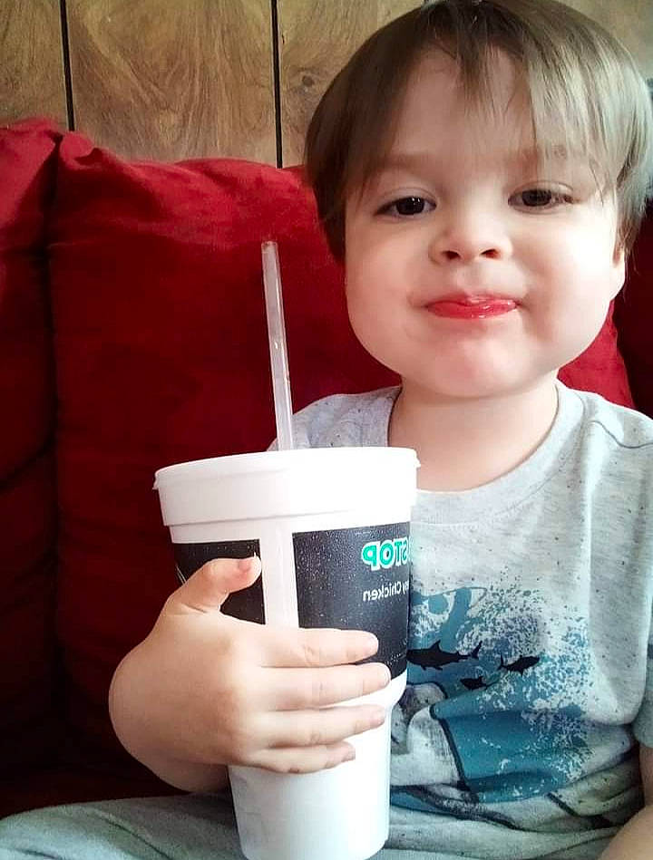 Elijah joined the competition — help win amazing prizes! baby_toddler_clothing, bangs, beauty, child, coffee_cup_sleeve, cup, drink, drinking, drinkware, electric_blue, finger, happy, joy, nail, person, plastic, sleeve, smile, t_shirt, thumb