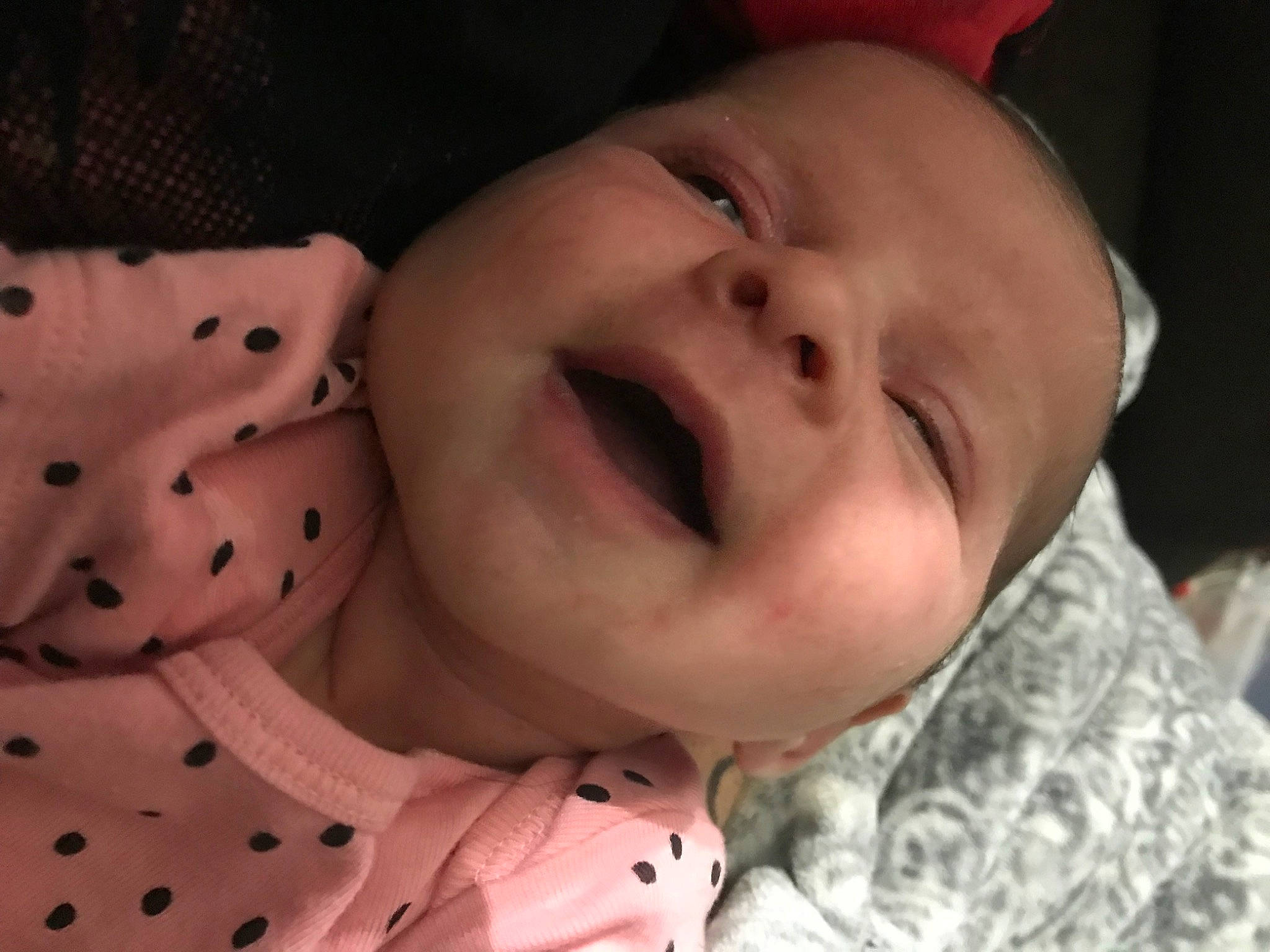 Jude is registered to the contest to win money with this photo: baby, baby_laughing, baby_toddler_clothing, beauty, cheek, child, collar, comfort, happy, human_body, laugh, lip, mouth, nose, pattern, person, skin, sleeve, smile, textile