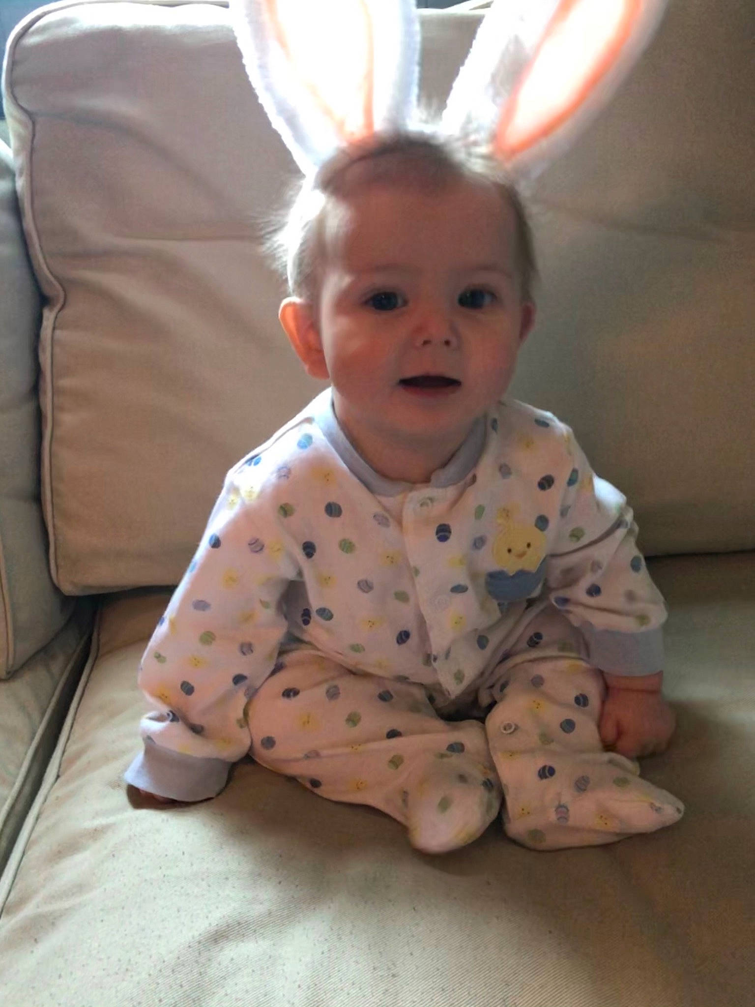 Finnegan is registered to the contest to win money with this photo: baby, baby_toddler_clothing, cheek, chin, comfort, crawling, eye, face, floor, flooring, happy, head, human_body, mouth, nose, person, skin, sleeve, smile, textile