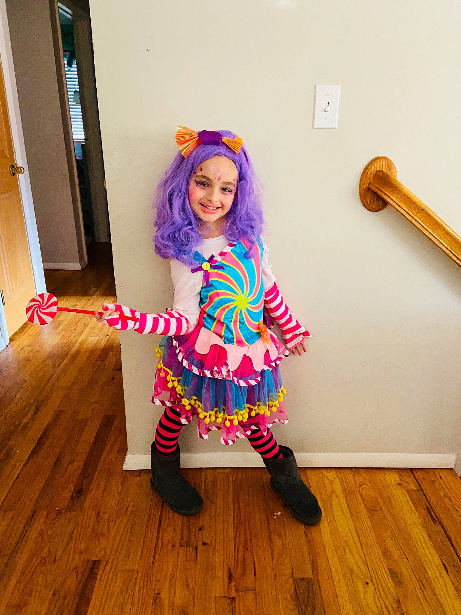 Jocelynn joined the competition — help win amazing prizes! baby_toddler_clothing, electric_blue, fashion_design, floor, flooring, happy, hardwood, headwear, joy, laminate_flooring, magenta, pattern, person, purple, sleeve, smile, thigh, toddler, violet, waist