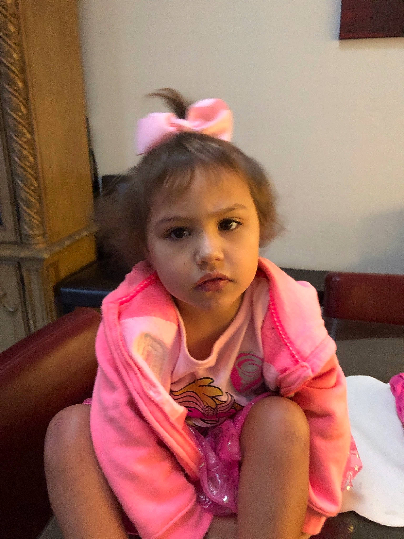 Keylani is registered to the contest to win money with this photo: cheek, child, daughter, person, pink, sitting, skin, toddler