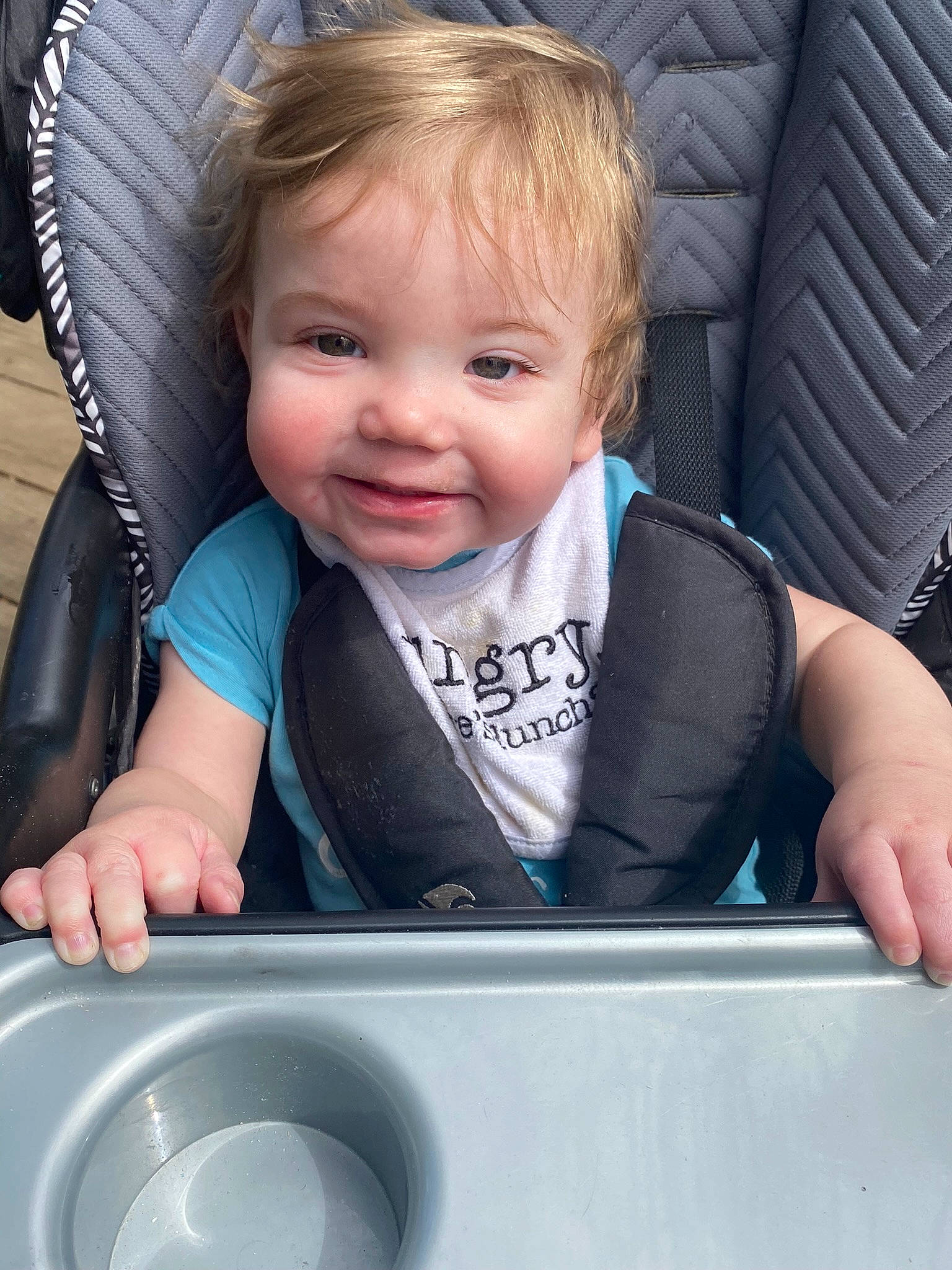 Konner joined the competition — help win amazing prizes! arm, auto_part, baby, baby_carriage, baby_toddler_clothing, car_seat, cheek, comfort, finger, fun, hair, hairstyle, hand, happy, iris, person, product, skin, smile, toddler
