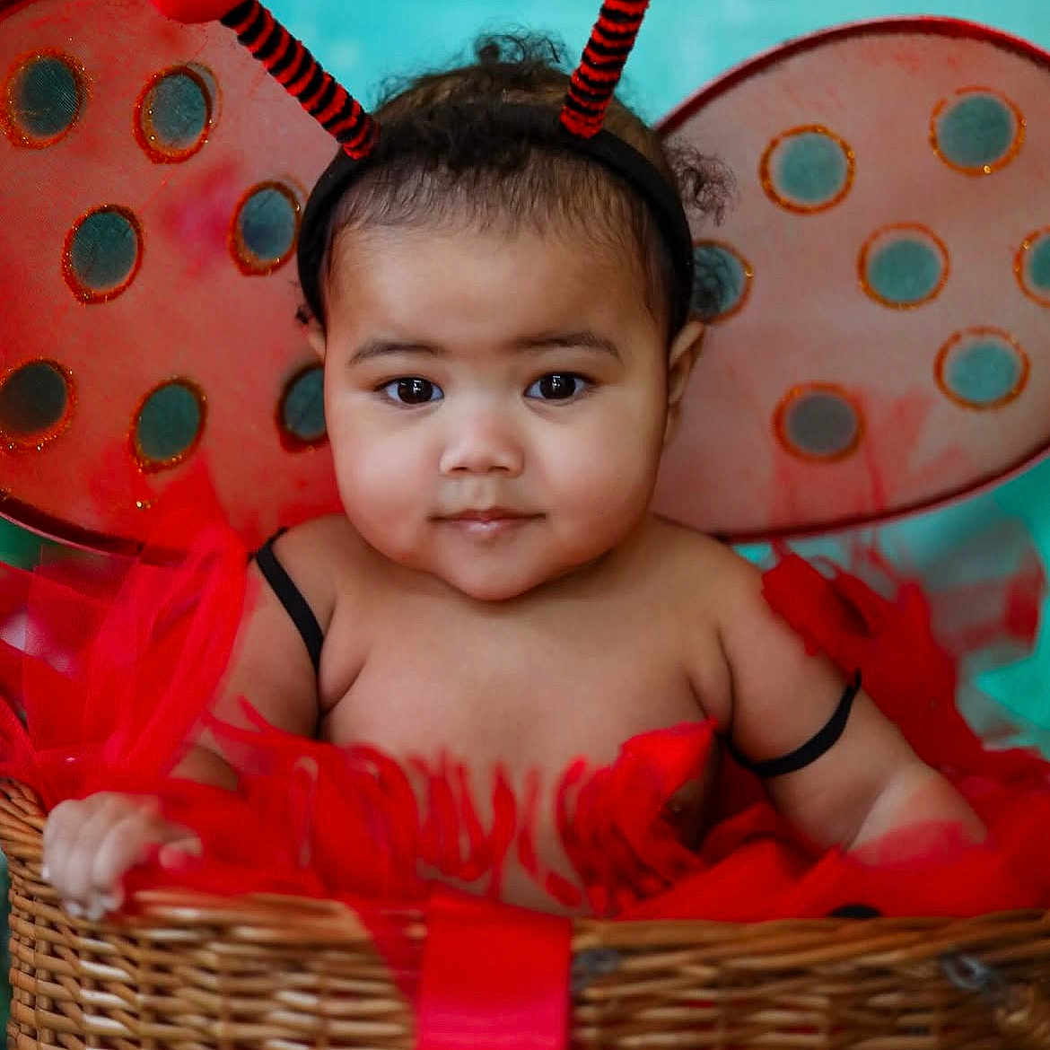 Zy Kamealoha-Barnard is registered to the contest to win money with this photo: baby, basket, bodypart, clothing, costume, crib, dress, face, finger, frown, hand, happy, head, newborn, person, photography, portrait, sad, smile, tape