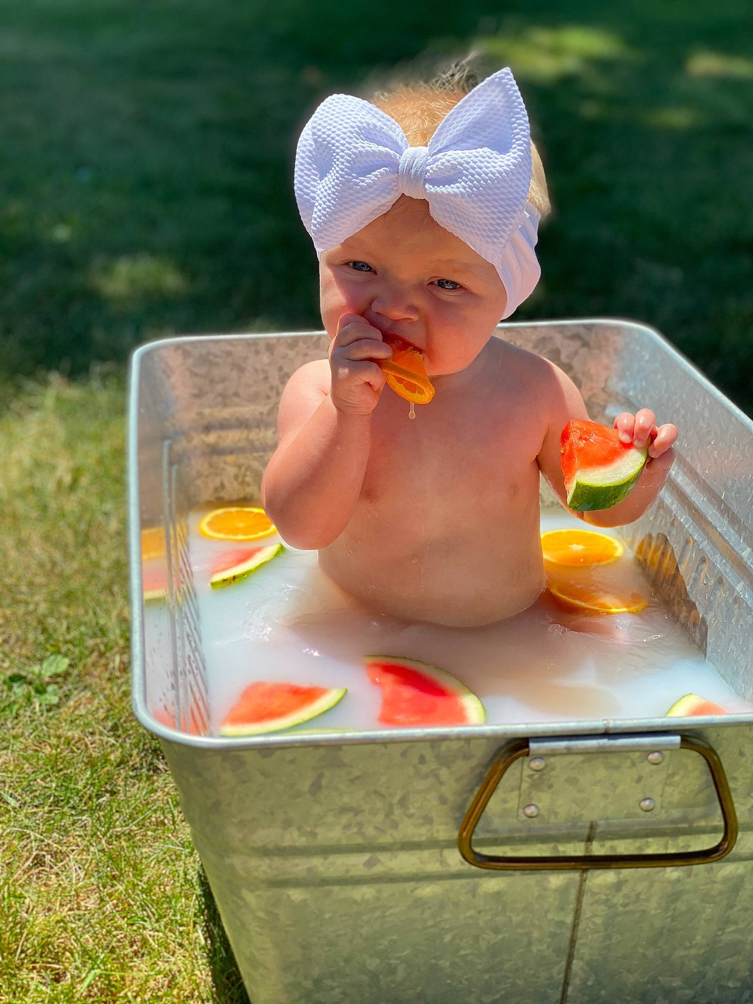 Elsie joined the competition — help win amazing prizes! baby, child, headwear, orange, person, summer, toddler, vacation
